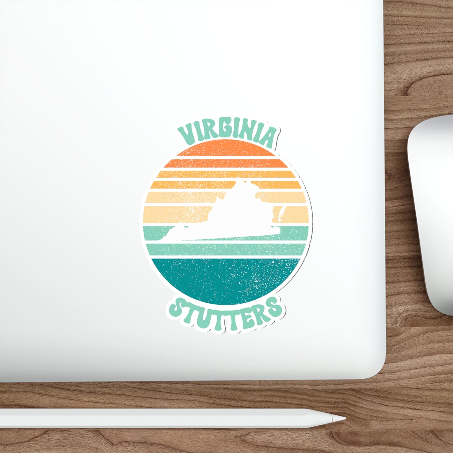 Virginia Stutters Retro Sun Sticker, 3", 4", 5" or 6"