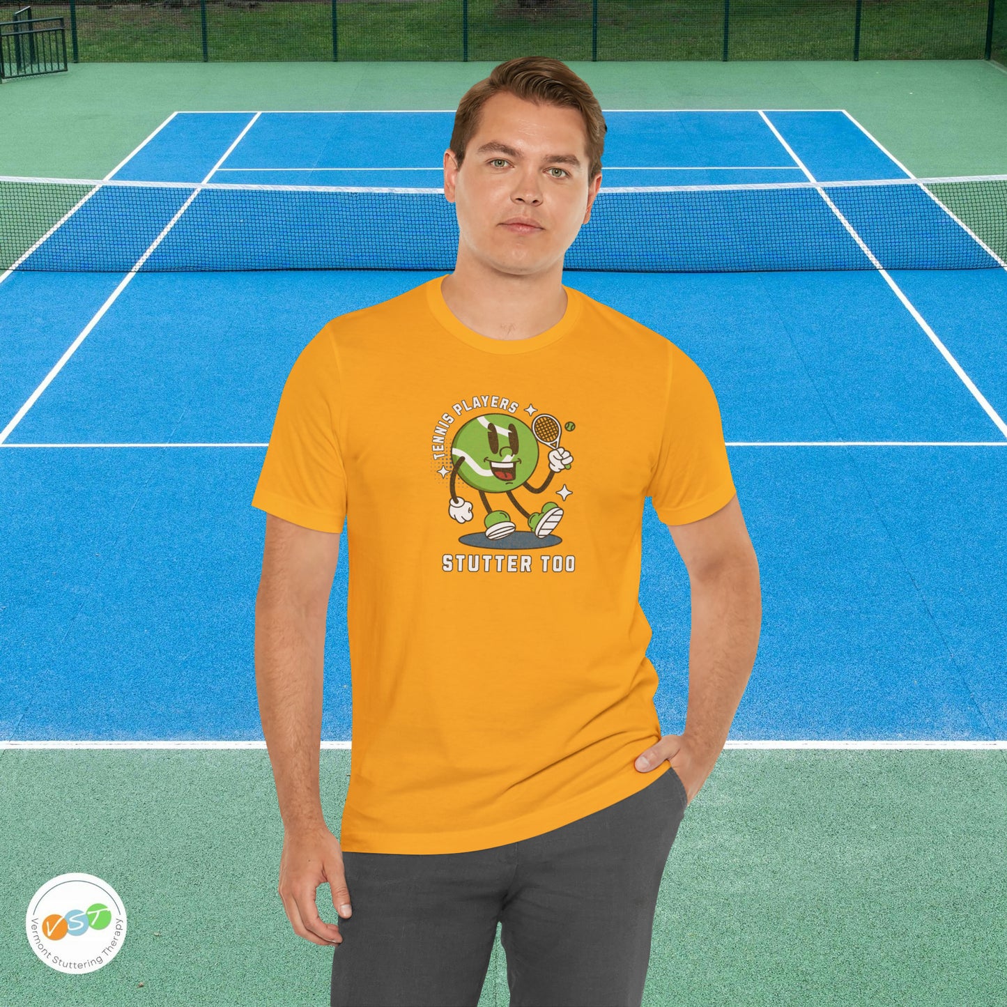 Tennis Players Stutter Too Retro Tennis T-shirt