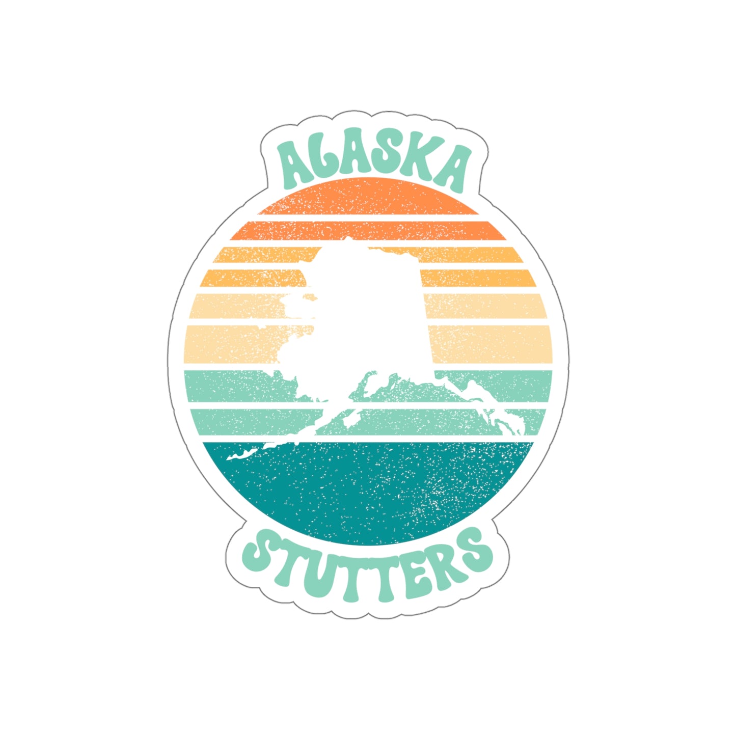 Alaska Stutters Retro Sun Sticker, 3", 4", 5" or 6"