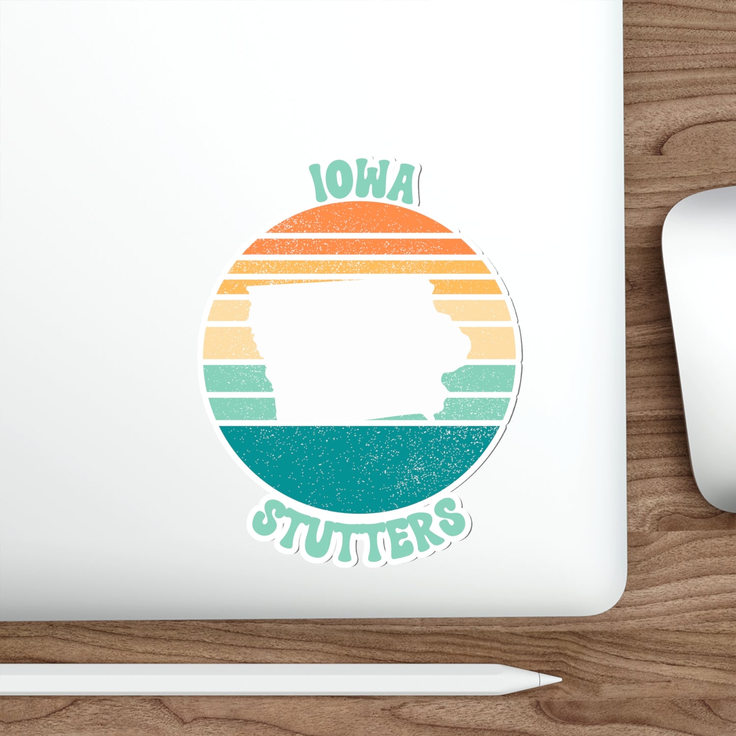 Iowa Stutters Retro Sun Sticker, 3", 4", 5" or 6"