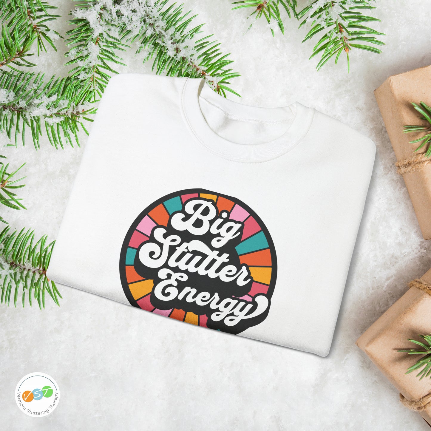 Big Stutter Energy Funny Retro Stuttering Crewneck Sweatshirt