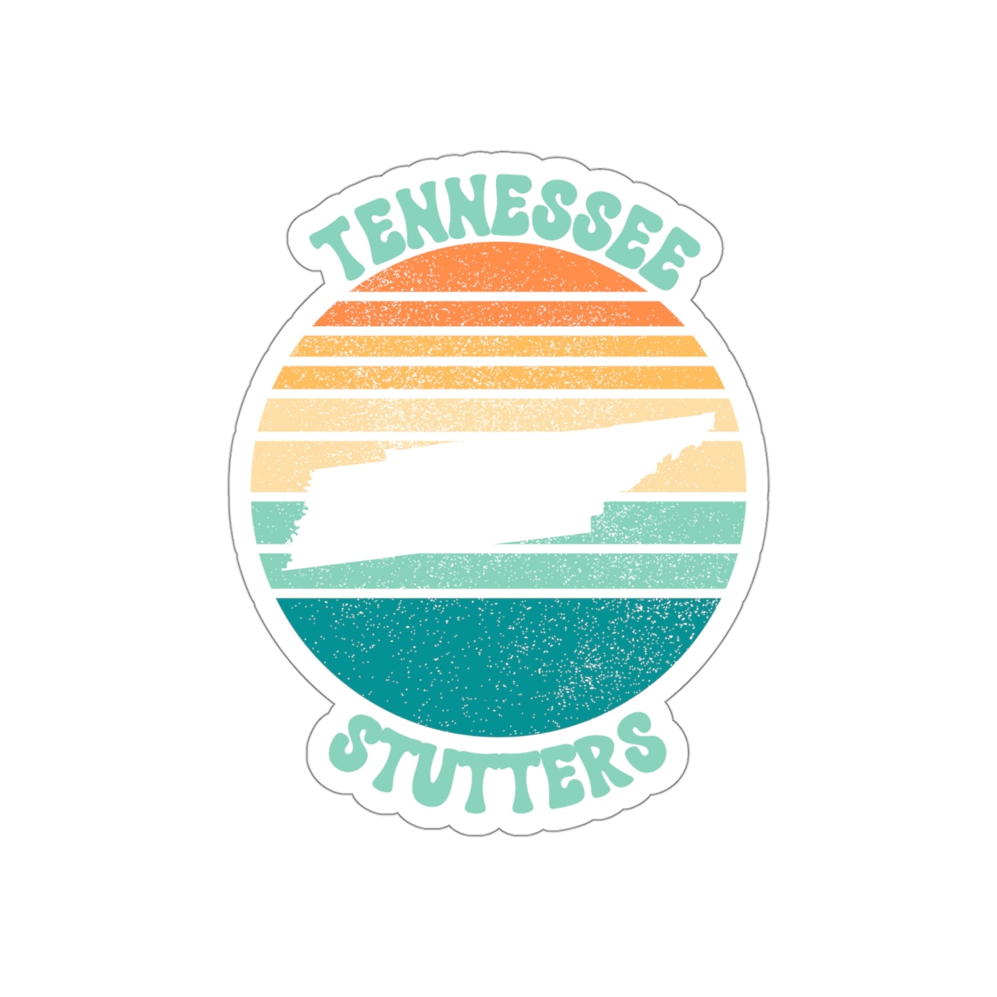 Tennessee Stutters Retro Sun Sticker, 3", 4", 5" or 6"