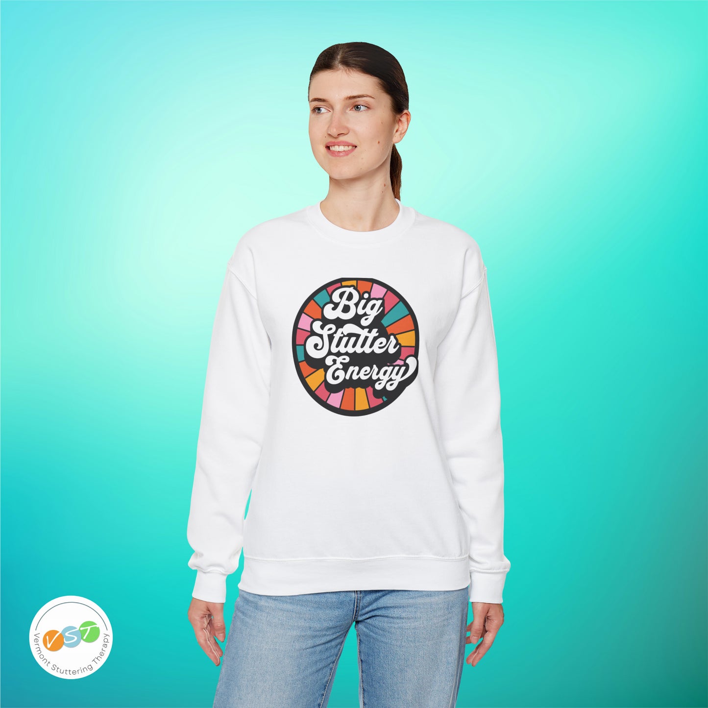 Big Stutter Energy Funny Retro Stuttering Crewneck Sweatshirt