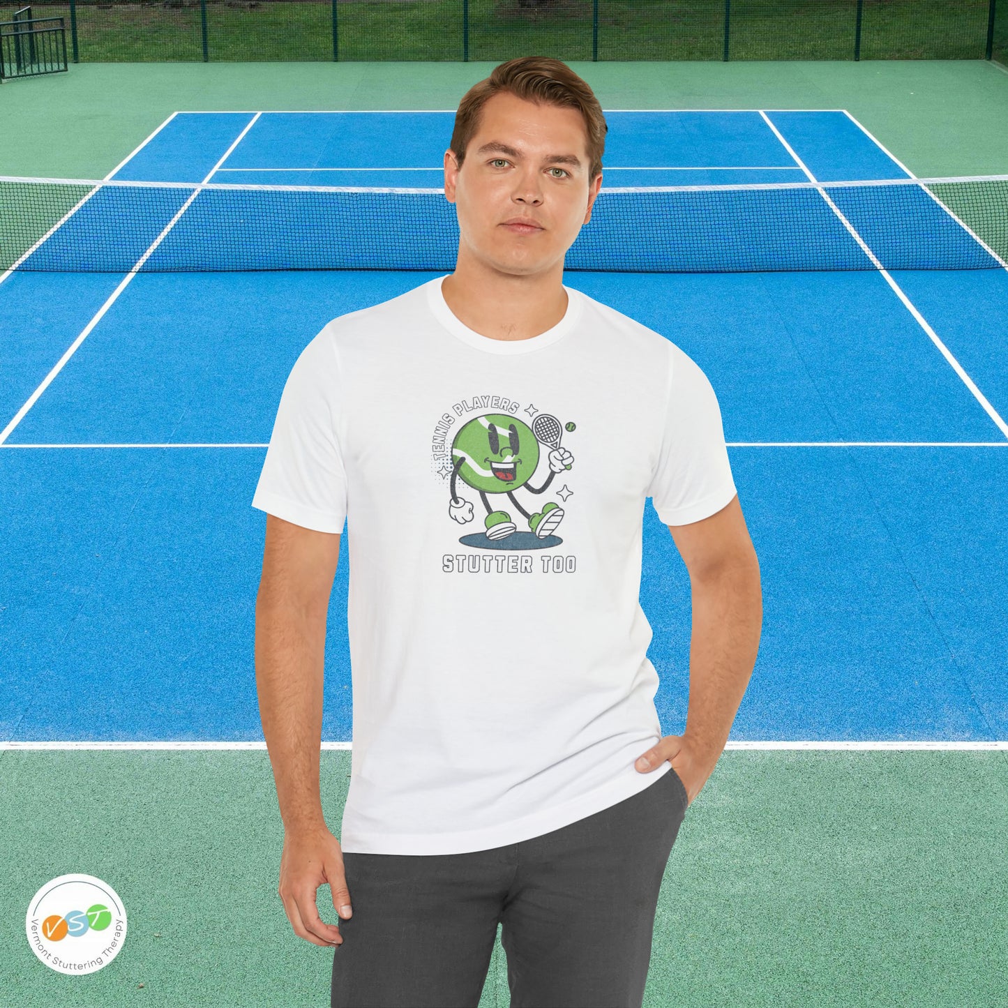 Tennis Players Stutter Too Retro Tennis T-shirt