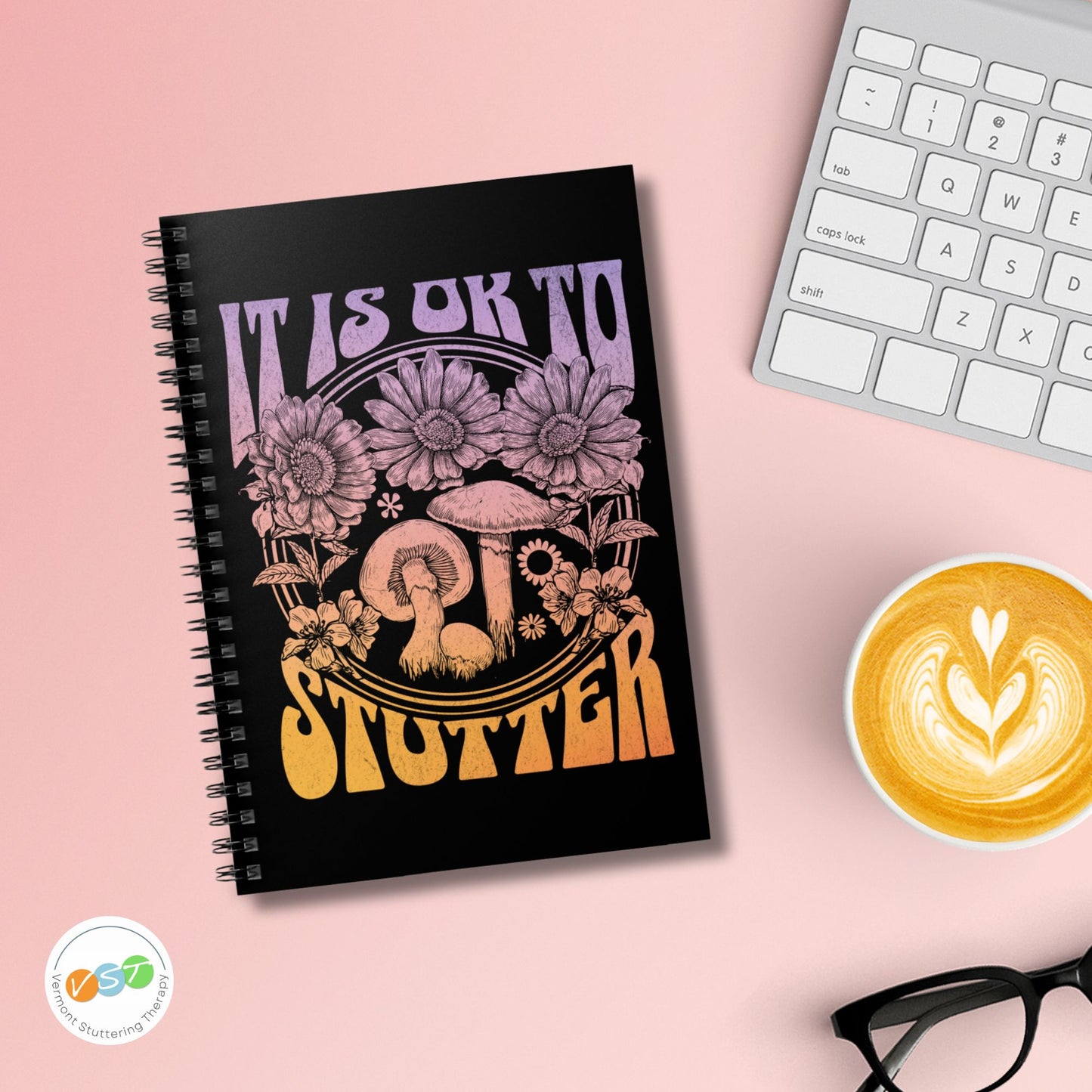 It's OK to Stutter Groovy Mushroom Notebook