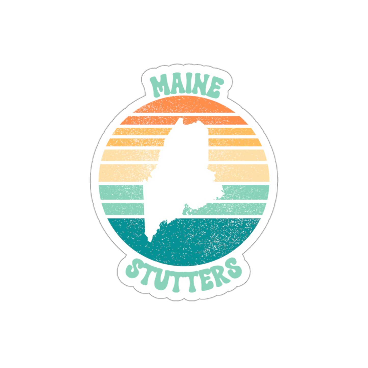 Maine Stutters Retro Sun Sticker, 3", 4", 5" or 6"