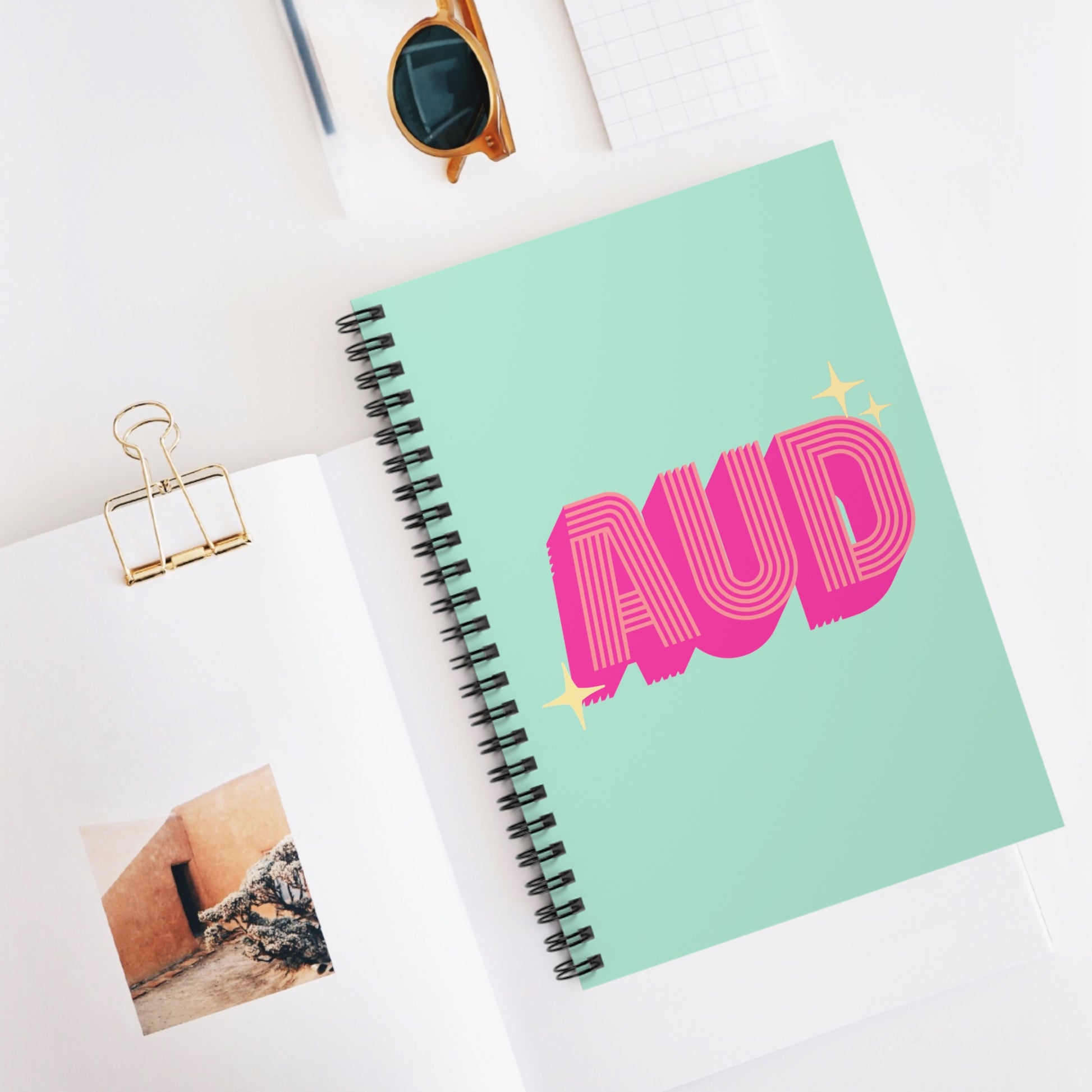 AUD Audiology Retro Mint Pink Notebook Gift