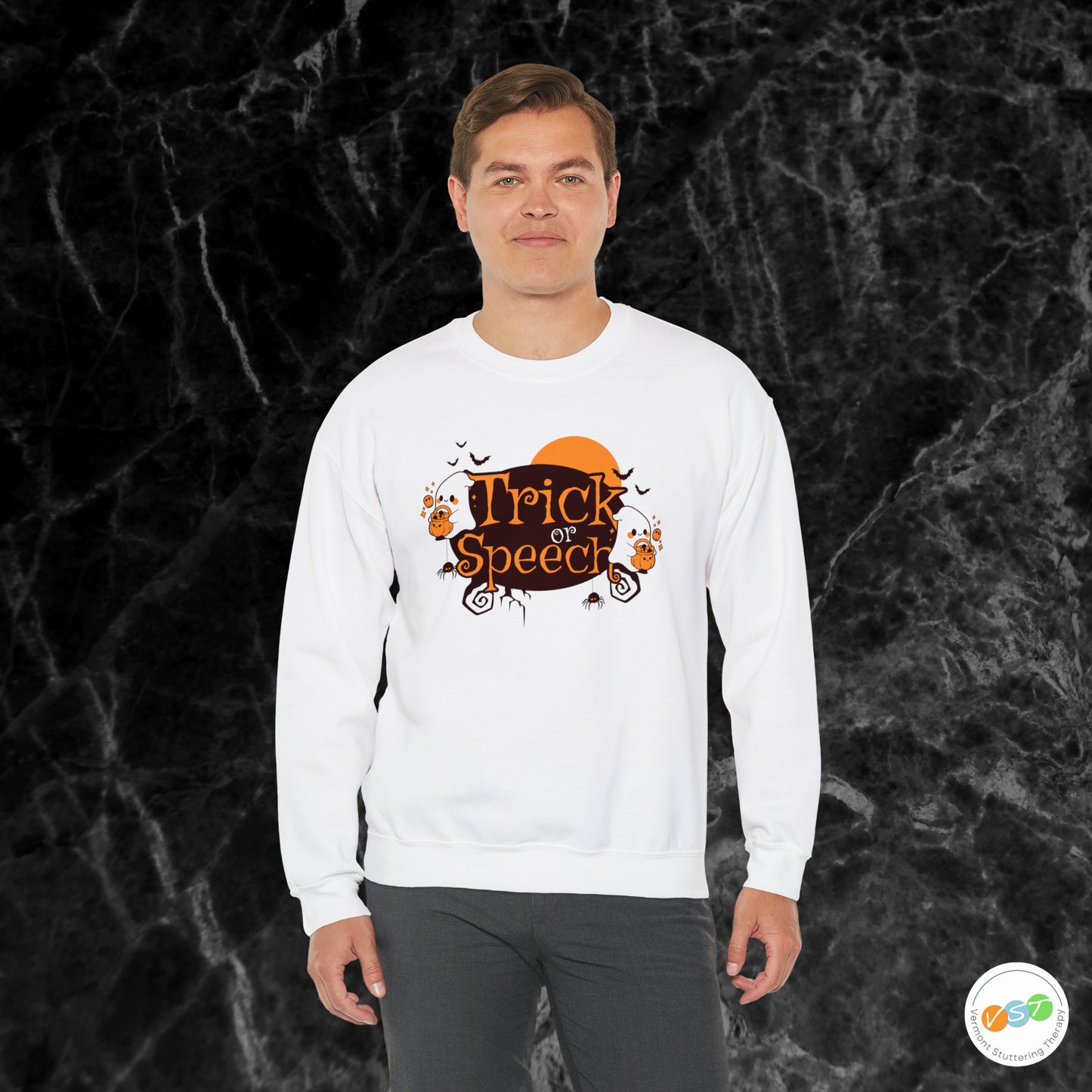 Trick or Speech Halloween Sweatshirt for SLPs & SLPAs