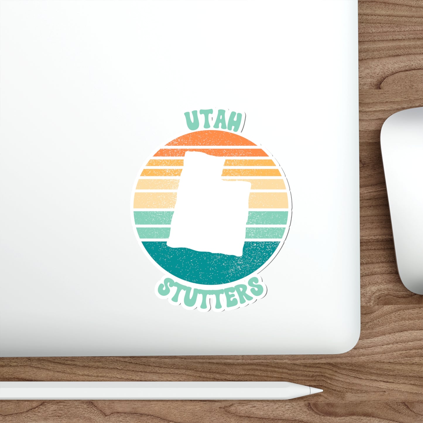 Utah Stutters Retro Sun Sticker, 3", 4", 5" or 6"