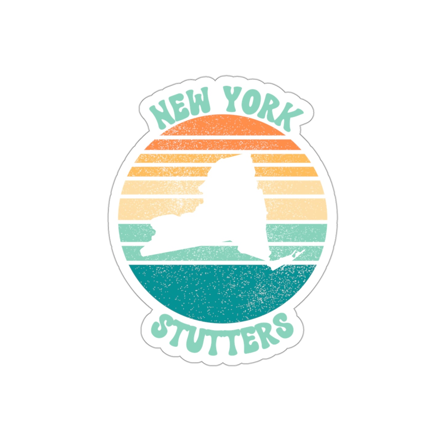 New York Stutters Retro Sun Sticker, 3", 4", 5" or 6"