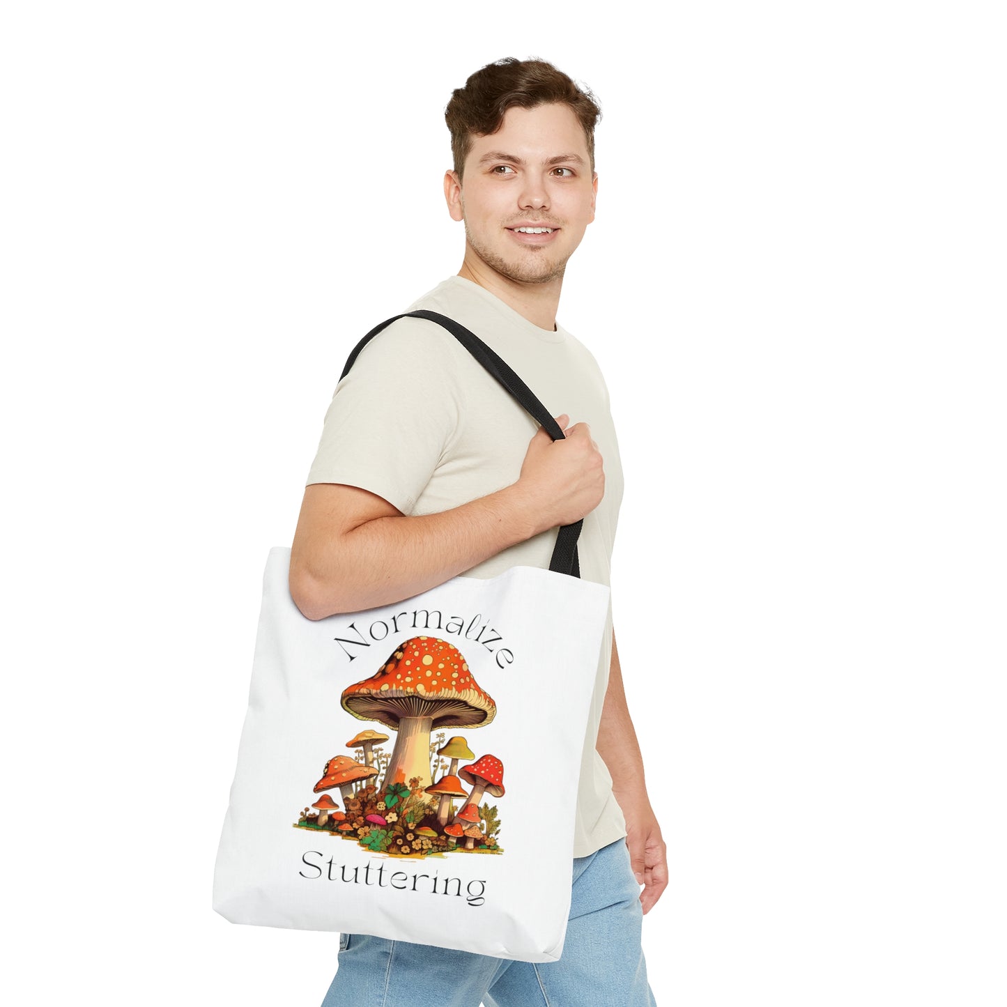 Normalize Stuttering Retro Groovy 70s Mushroom Tote Bag