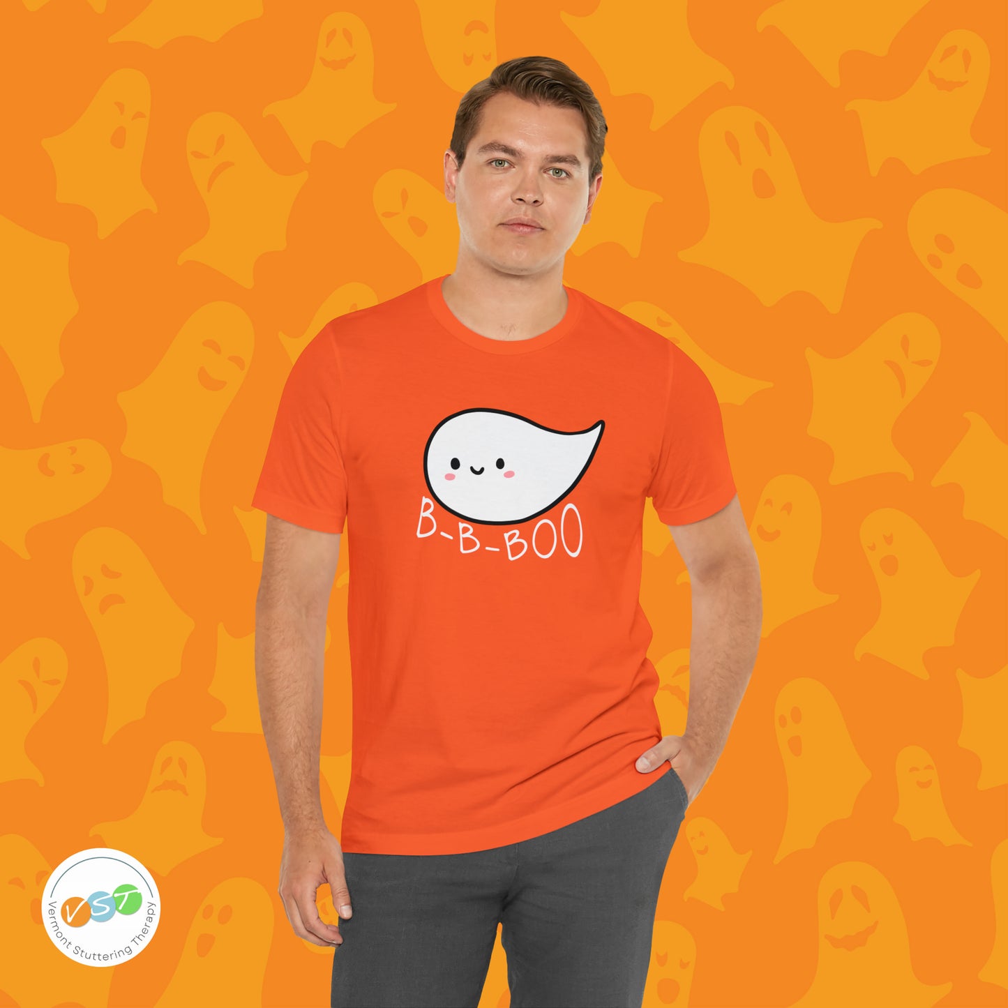 Stuttering Ghost B-B-Boo Halloween T-shirt - Adult