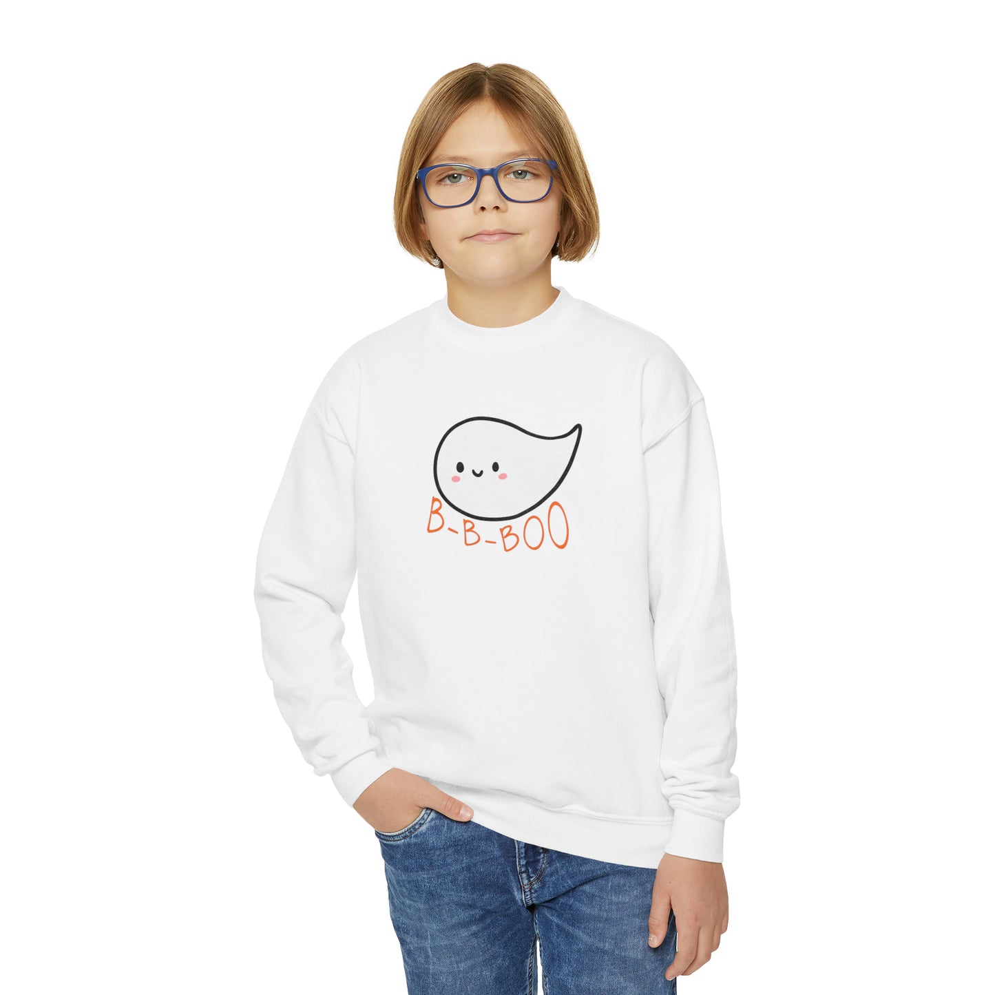 Halloween Stutter Ghost B-B-Boo Youth Sweatshirt