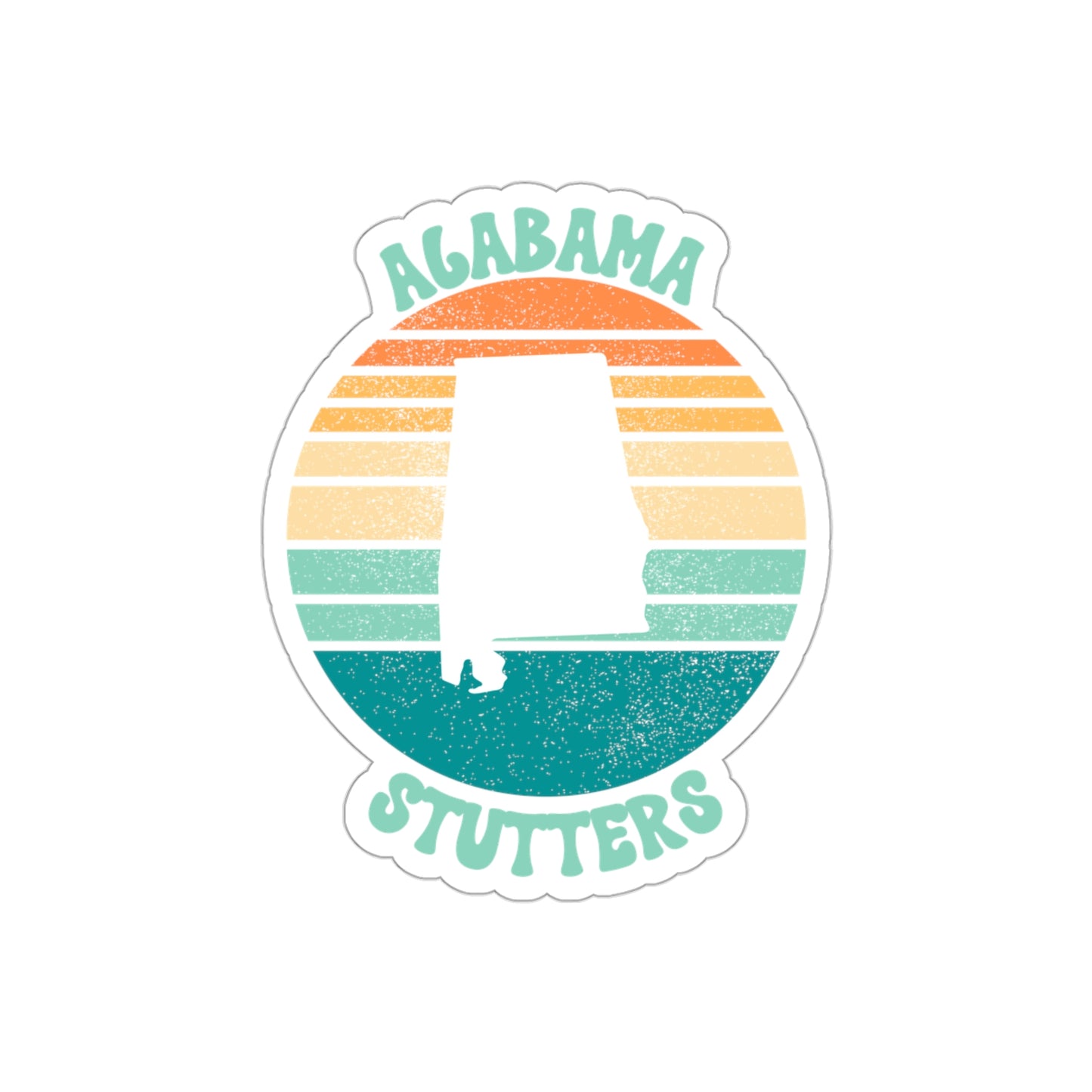 Alabama Stutters Retro Sun Sticker, 3", 4", 5" or 6"