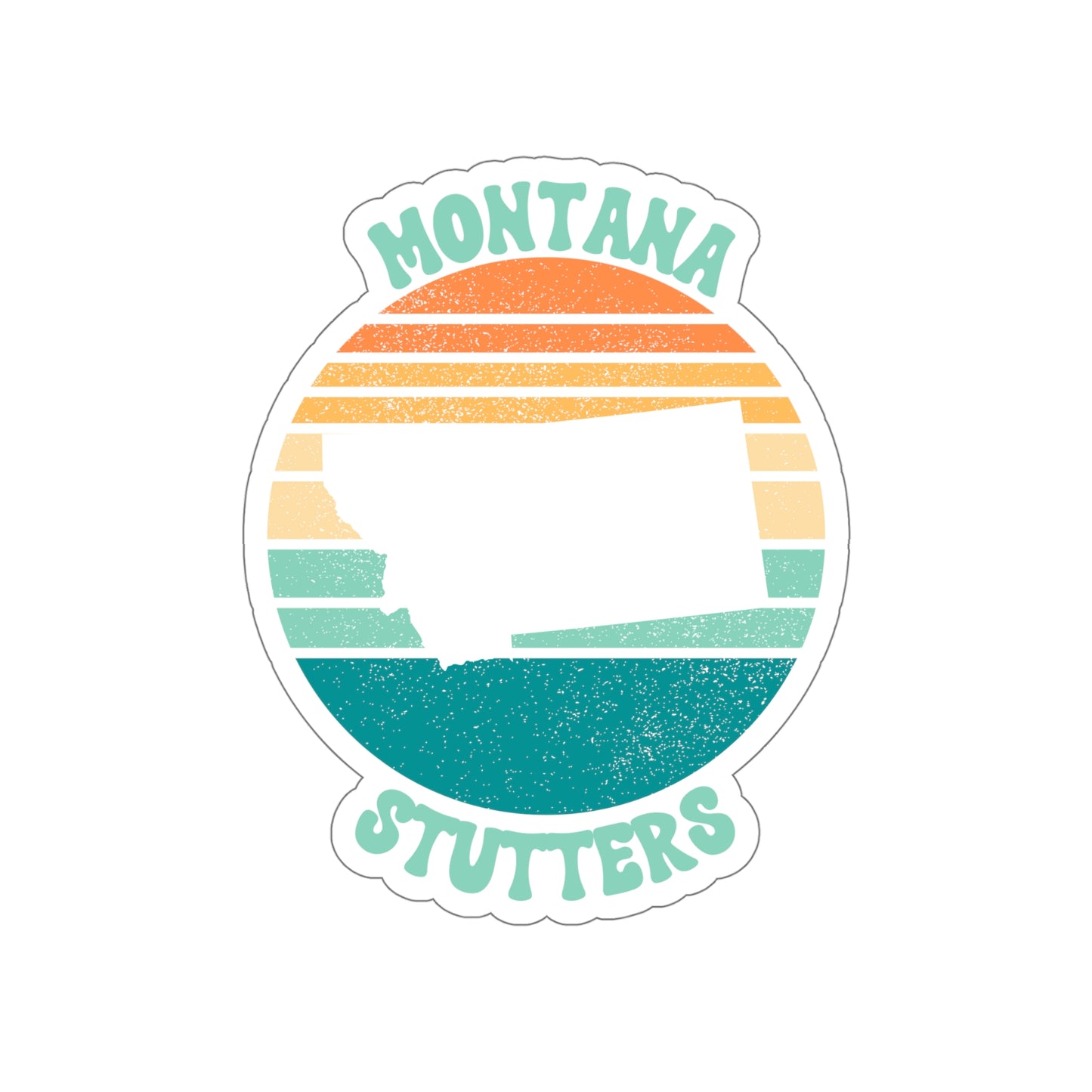 Montana Stutters Retro Sun Sticker, 3", 4", 5" or 6"