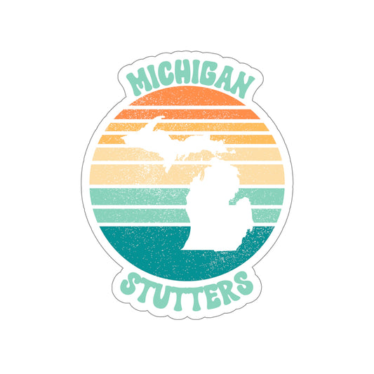 Michigan Stutters Retro Sun Sticker, 3", 4", 5" or 6"