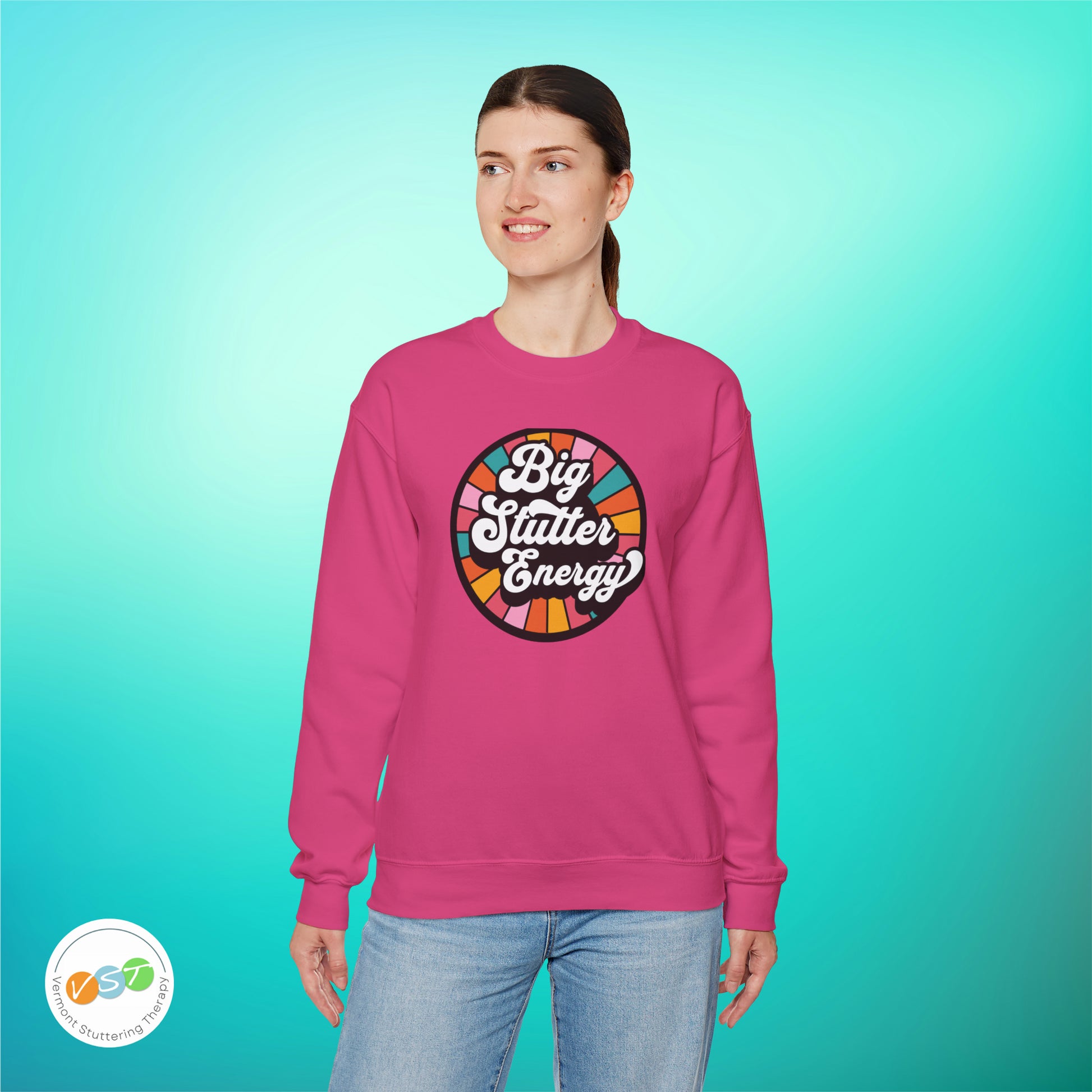 Big Stutter Energy Funny Retro Stuttering Crewneck Sweatshirt