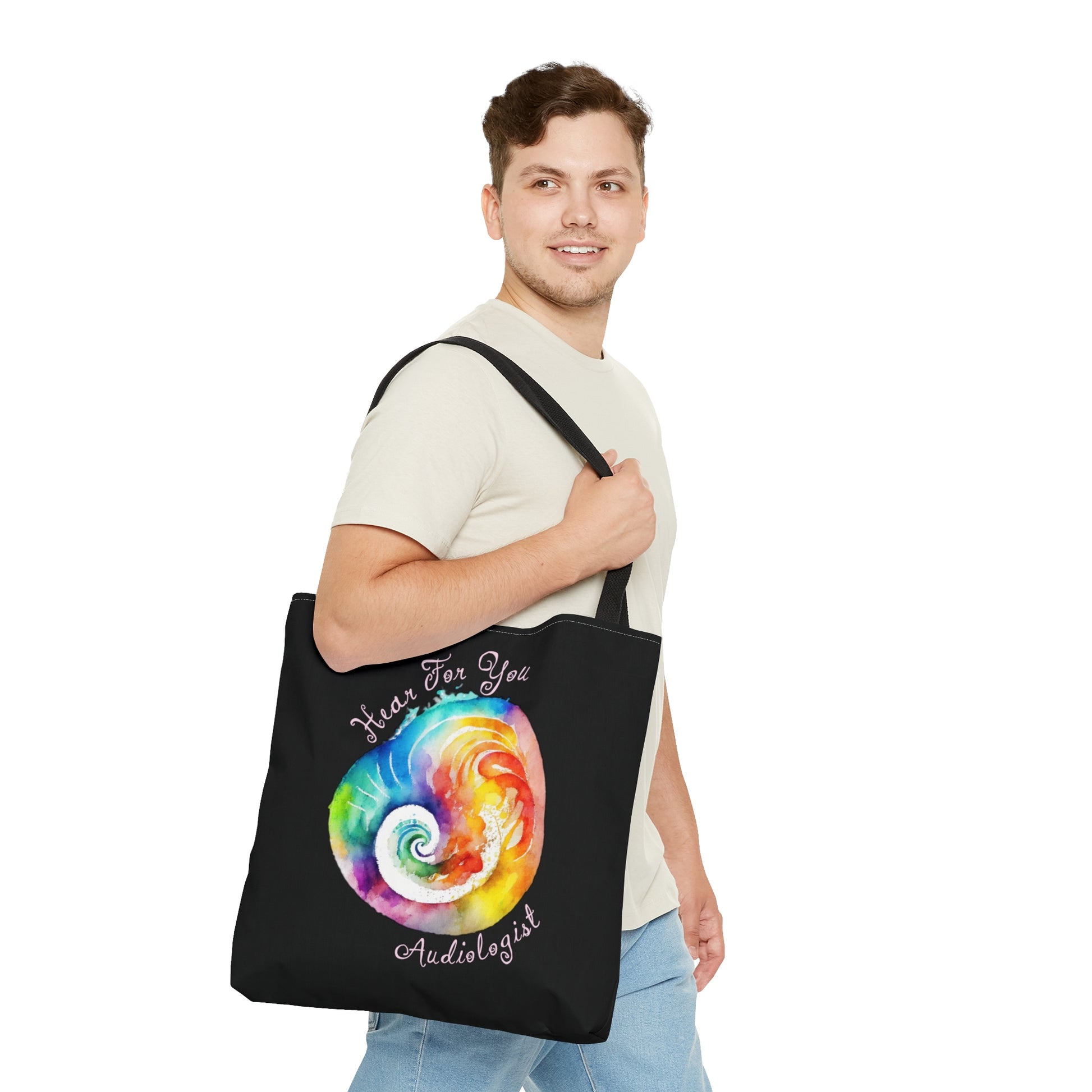 Hear for You Abstract Cochlea Audiology Tote Bag - Black