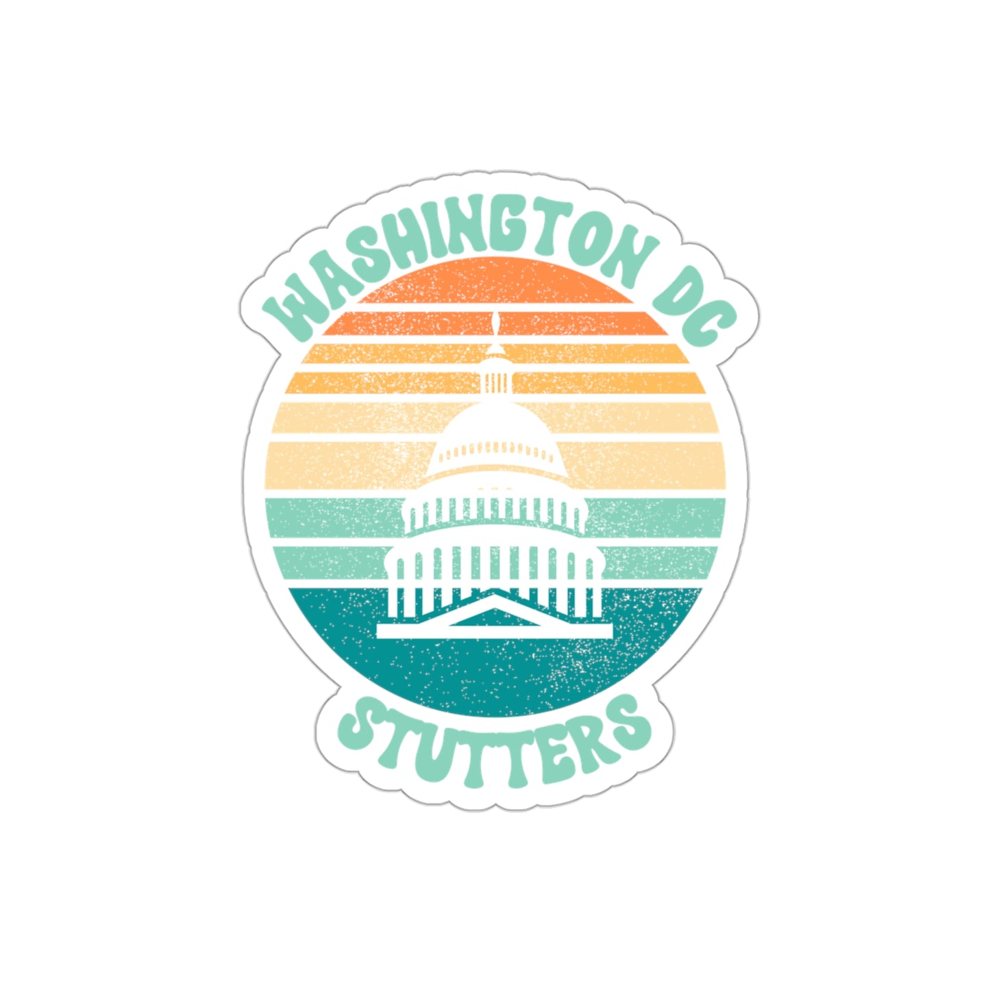 Washington D.C. Stutters Retro Sun Sticker, 3", 4", 5" or 6"