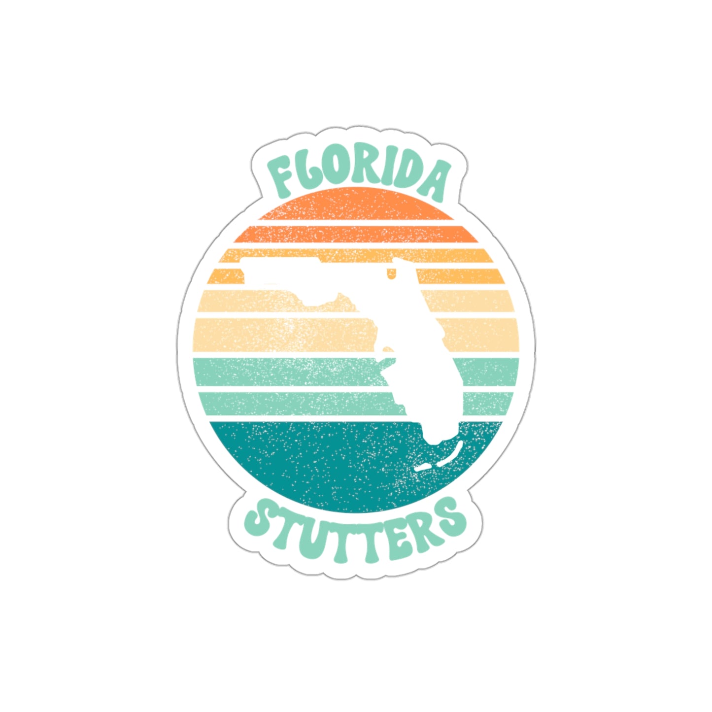 Florida Stutters Retro Sun Sticker, 3", 4", 5" or 6"