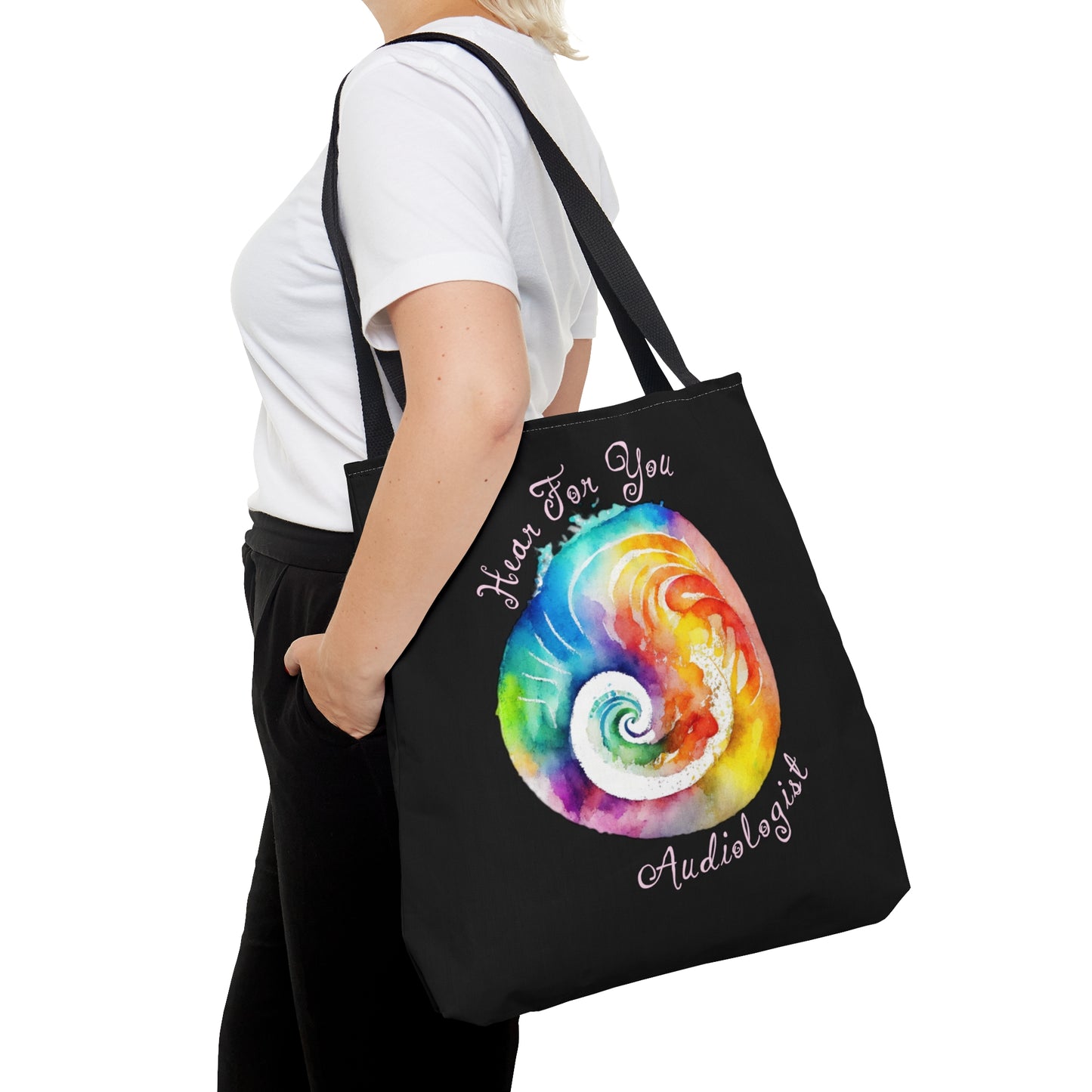 Hear for You Abstract Cochlea Audiology Tote Bag - Black