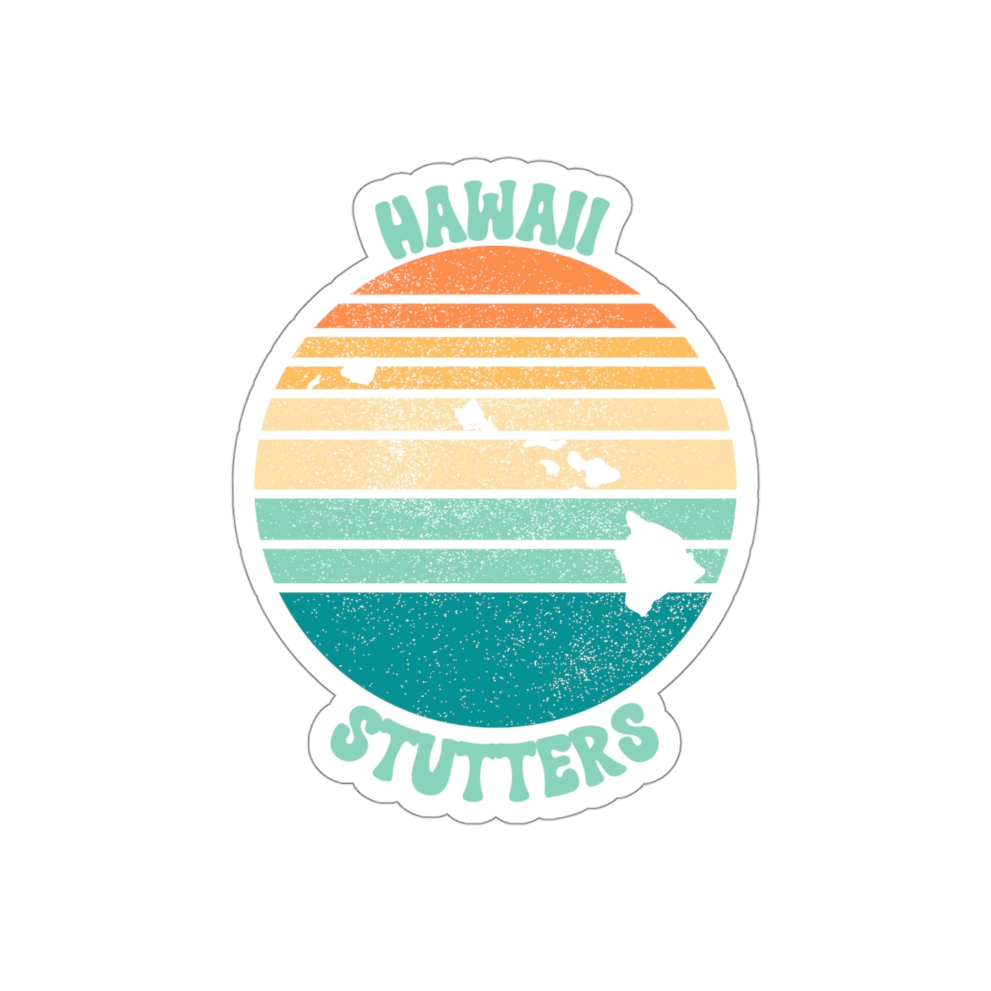 Hawaii Stutters Retro Sun Sticker, 3", 4", 5" or 6"