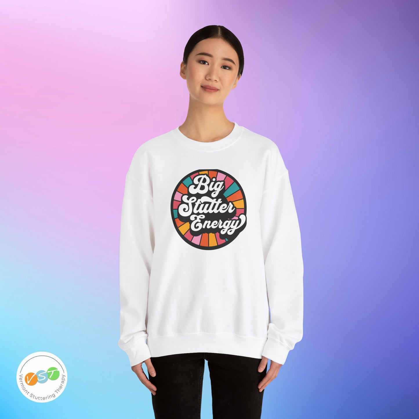 Big Stutter Energy Funny Retro Stuttering Crewneck Sweatshirt