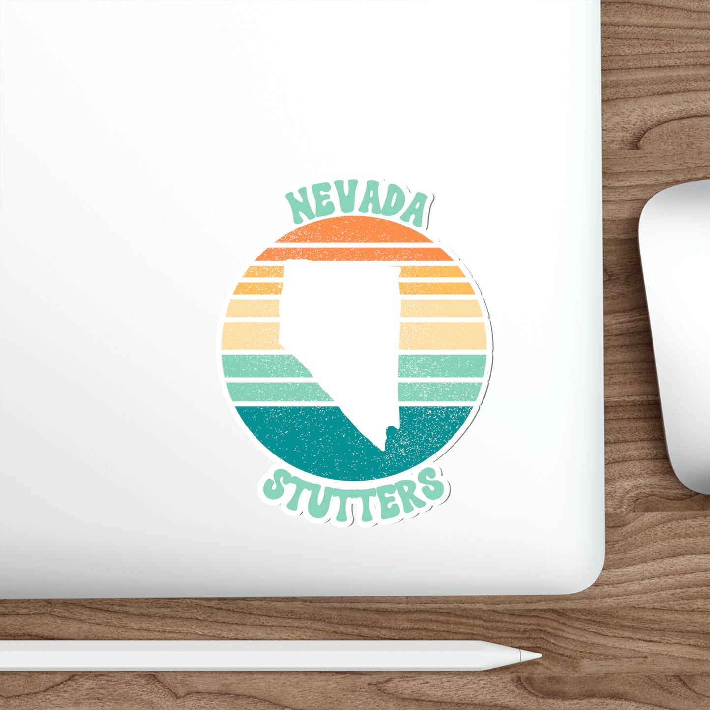 Nevada Stutters Retro Sun Sticker, 3", 4", 5" or 6"