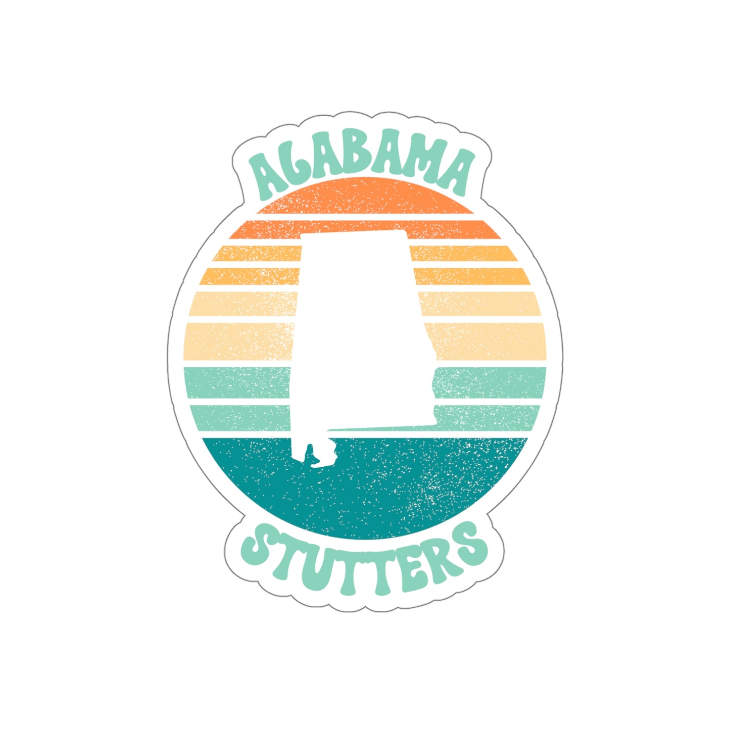 Alabama Stutters Retro Sun Sticker, 3", 4", 5" or 6"