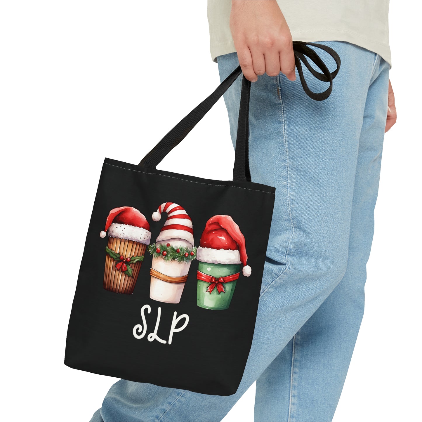 SLP Black Christmas Tote with Coffee & Santa Hat