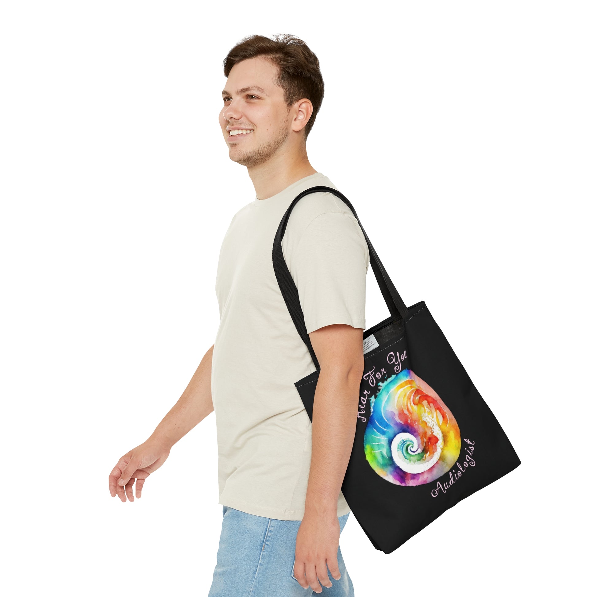 Hear for You Abstract Cochlea Audiology Tote Bag - Black