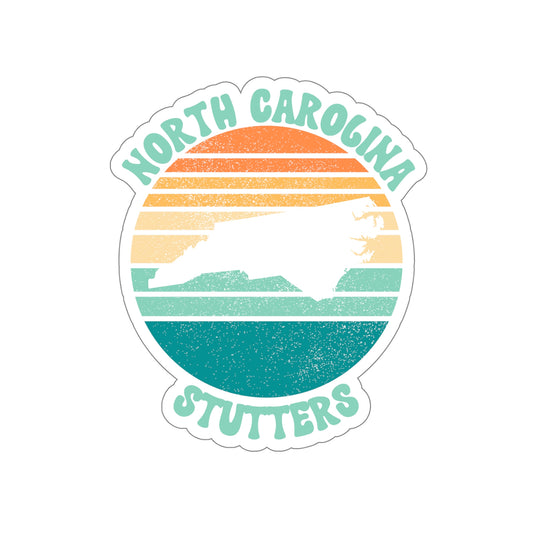 North Carolina Stutters Retro Sun Sticker, 3", 4", 5" or 6"