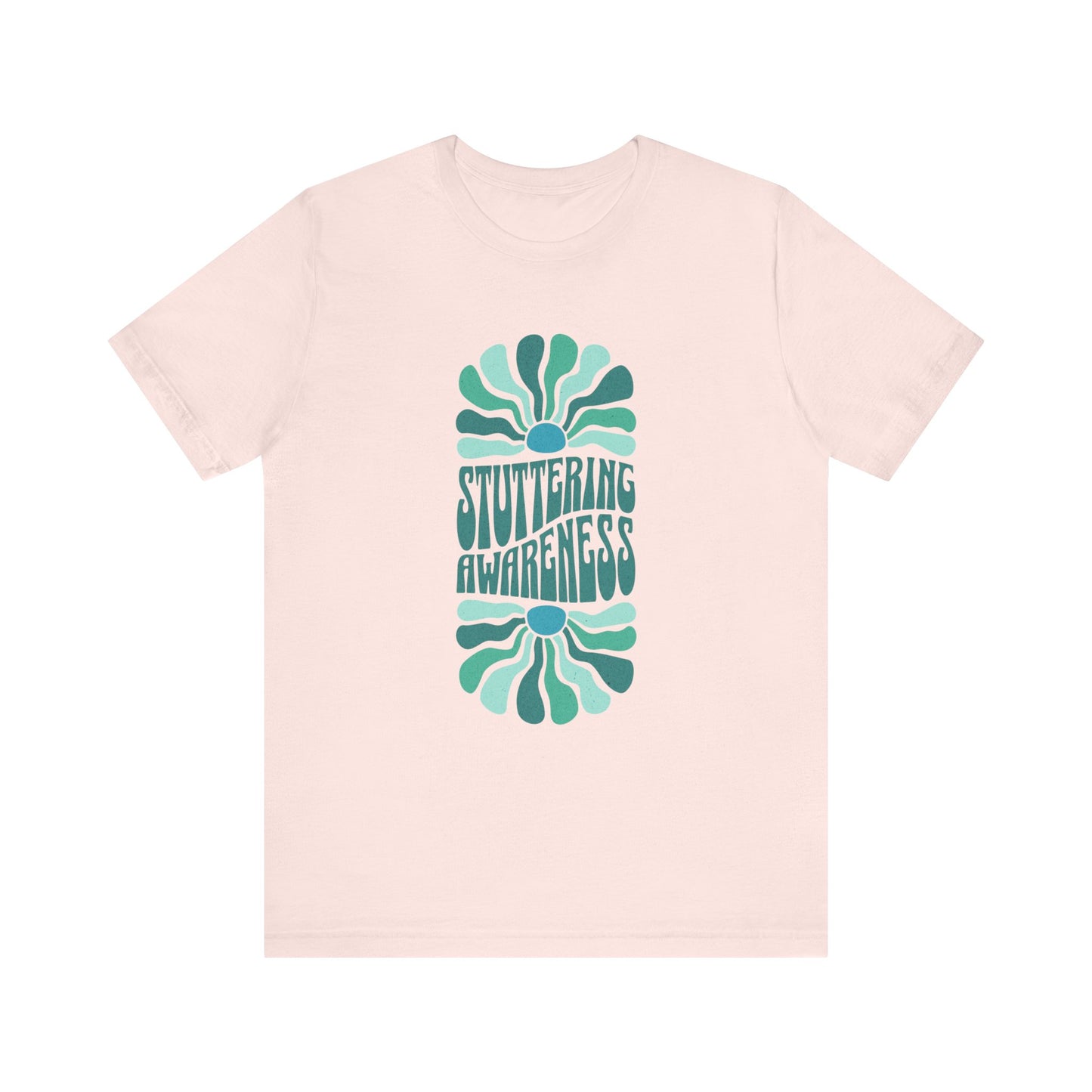 Sea Green Stuttering Awareness Retro Sun Tshirt