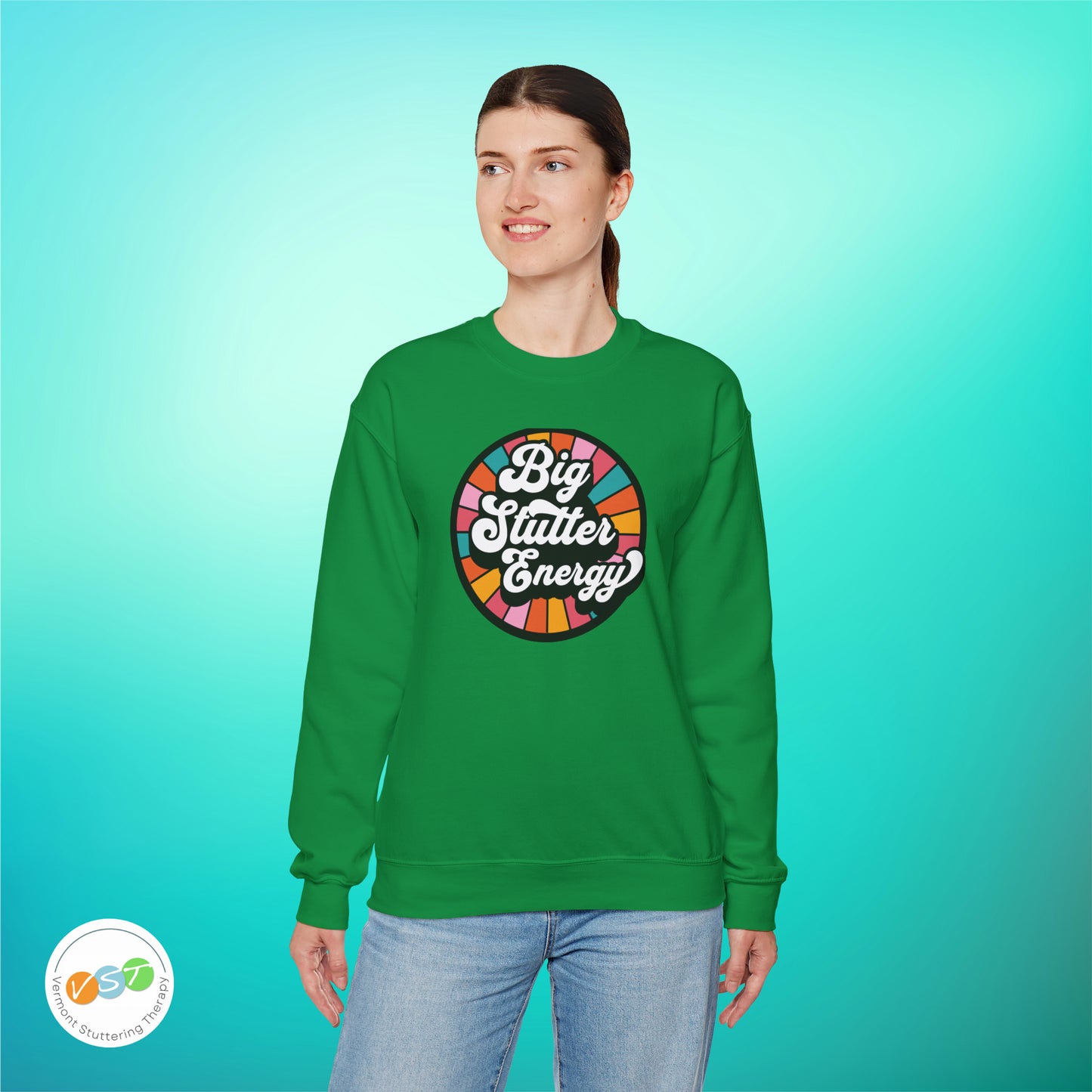 Big Stutter Energy Funny Retro Stuttering Crewneck Sweatshirt