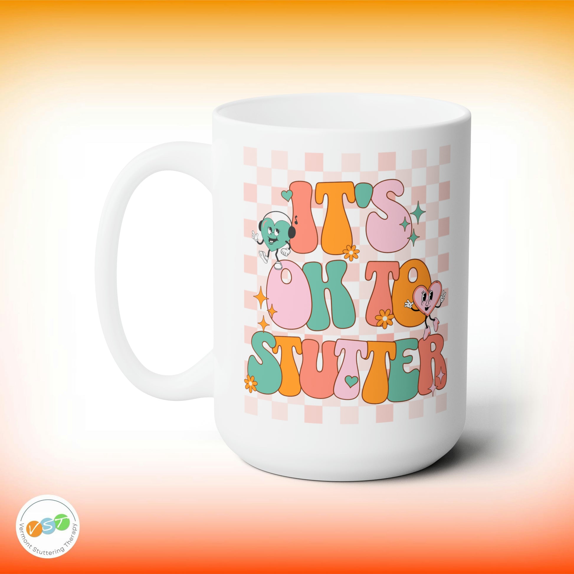 Retro It's OK to Stutter Awareness Coffee Mug, White 15oz