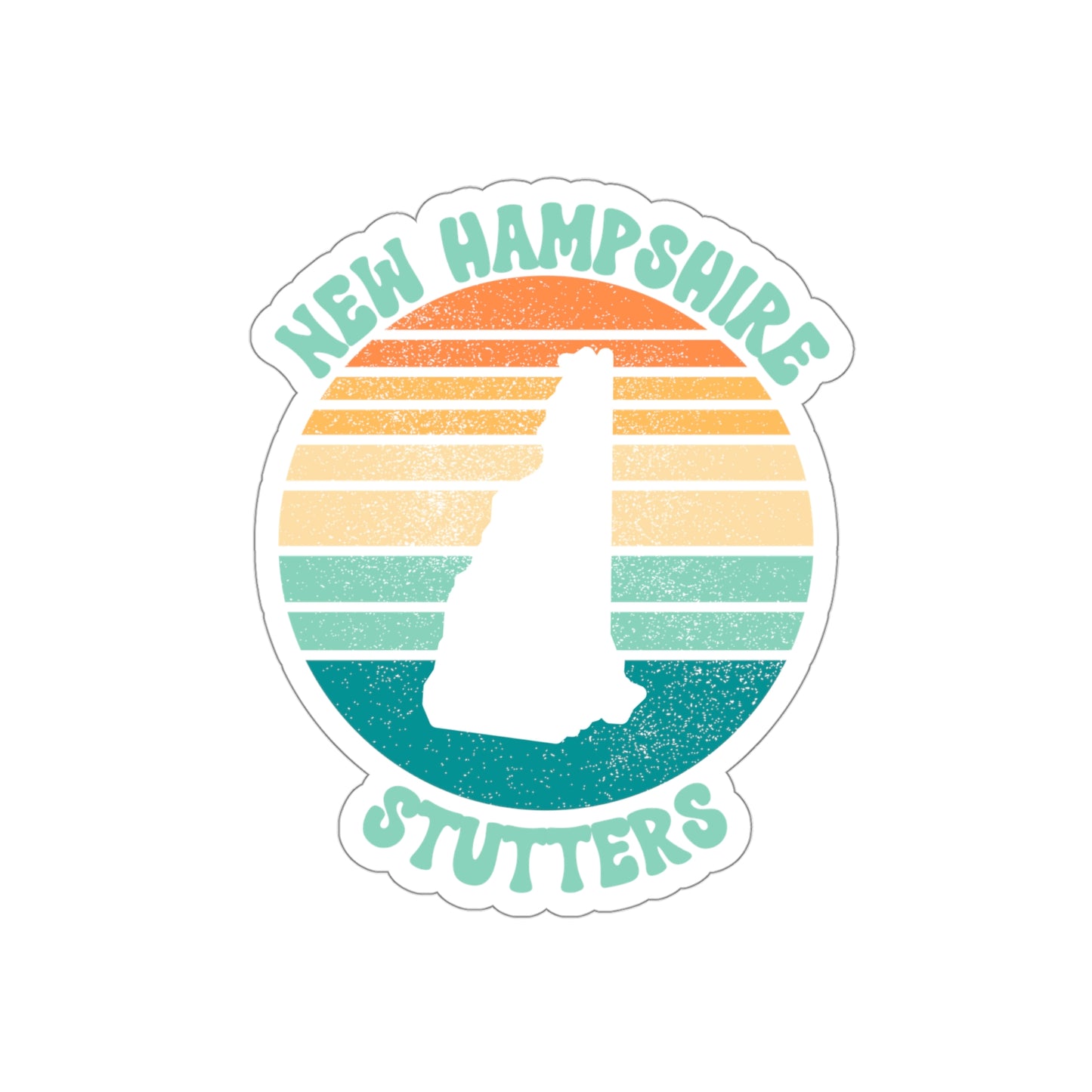 New Hampshire Stutters Retro Sun Sticker, 3", 4", 5" or 6"