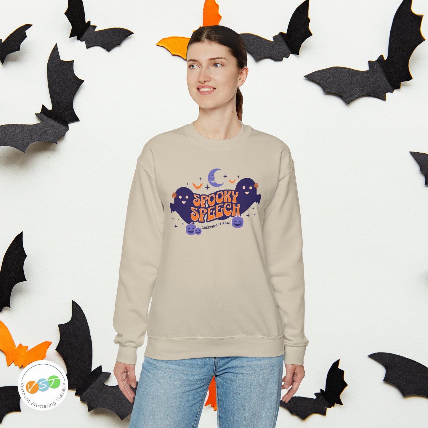 SLP Spooky Speech Creeping It Real Halloween Sweatshirt