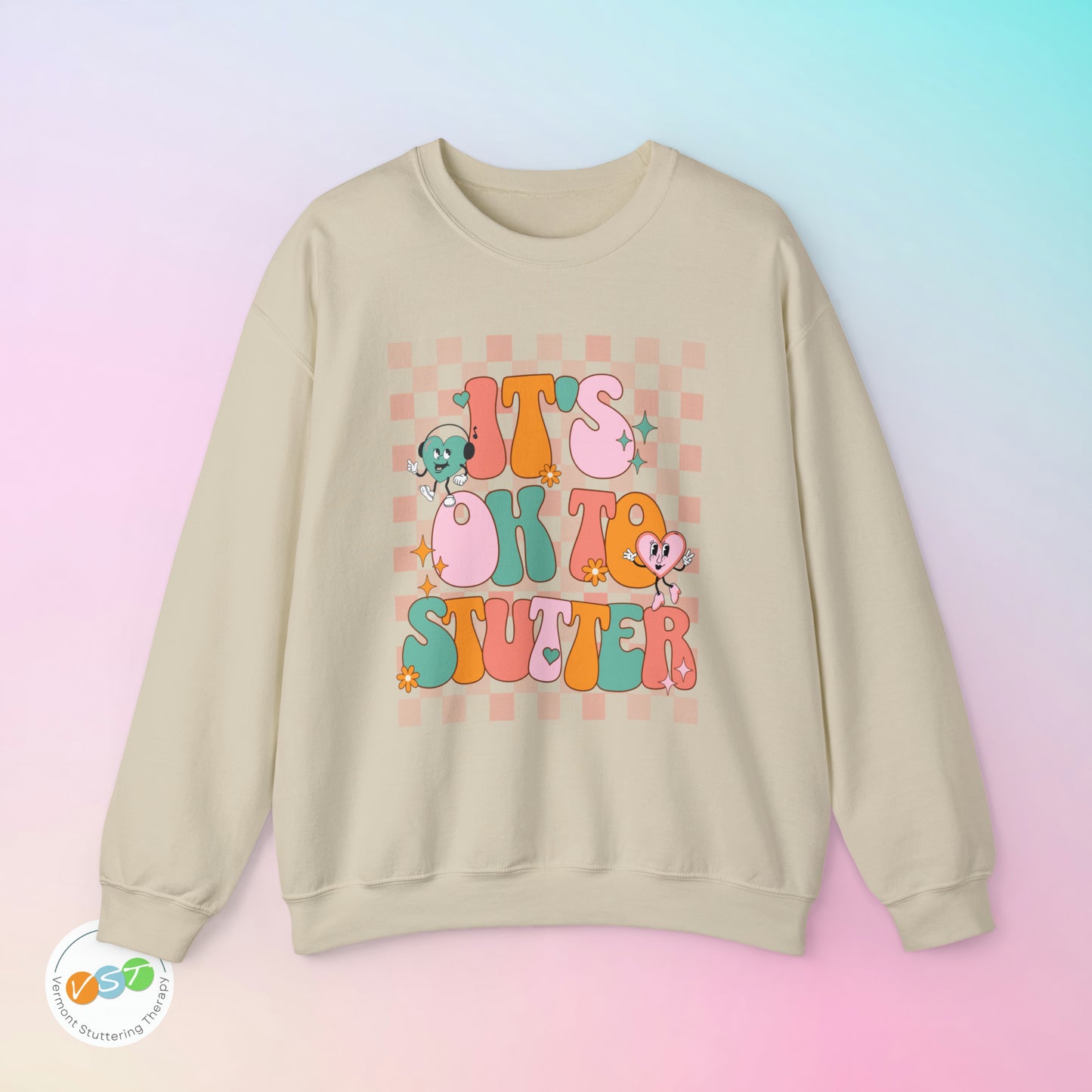 It's OK to Stutter Groovy Bubble Text Sweatshirt