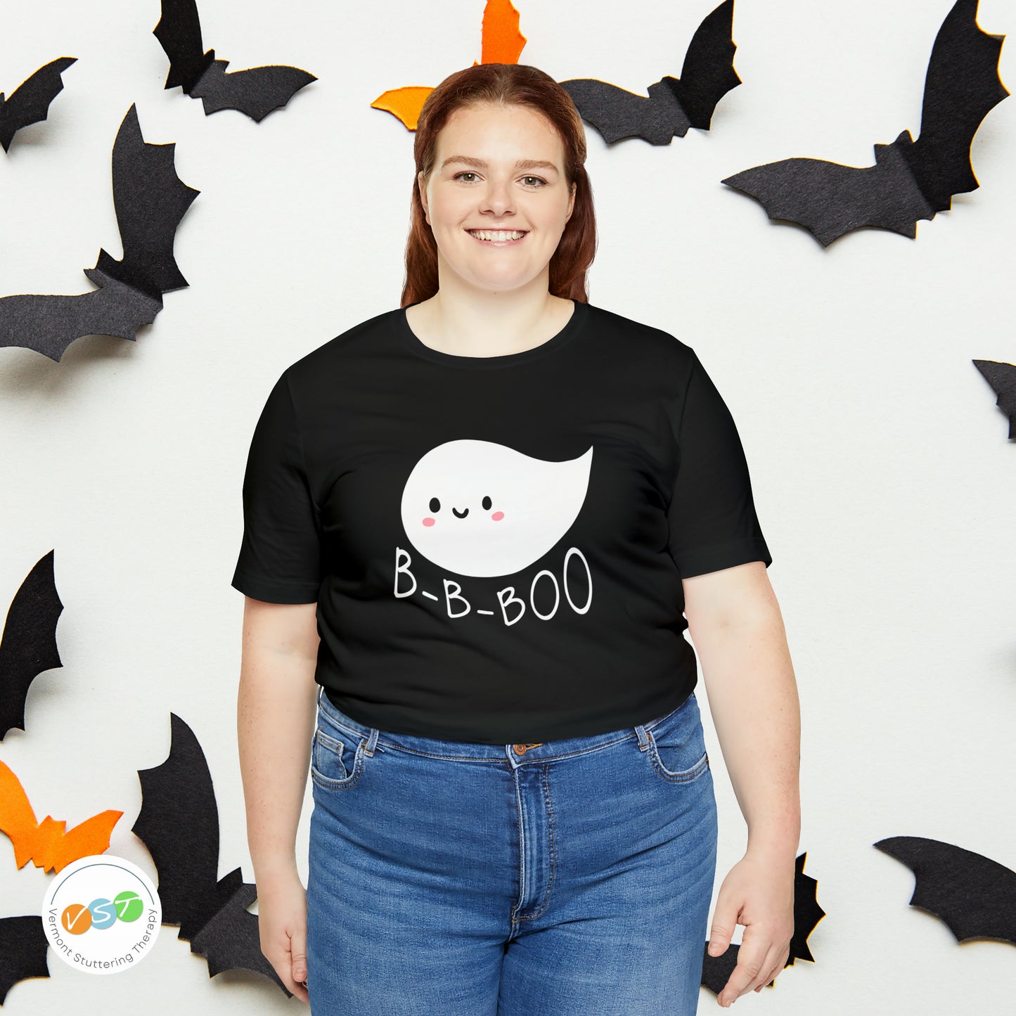 Stuttering Ghost B-B-Boo Halloween T-shirt - Adult