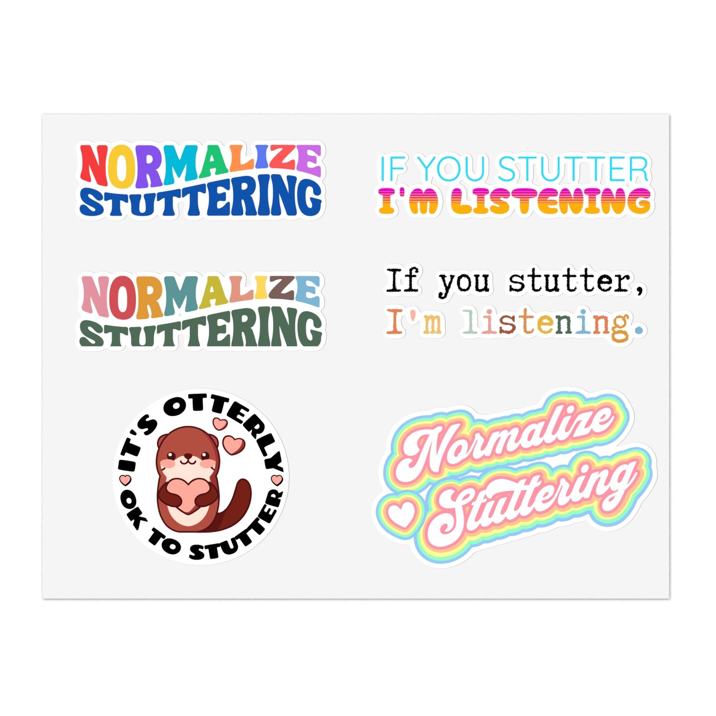 Normalize Stuttering Sticker Sheet, 8.5 x 11" or 4 x 6"