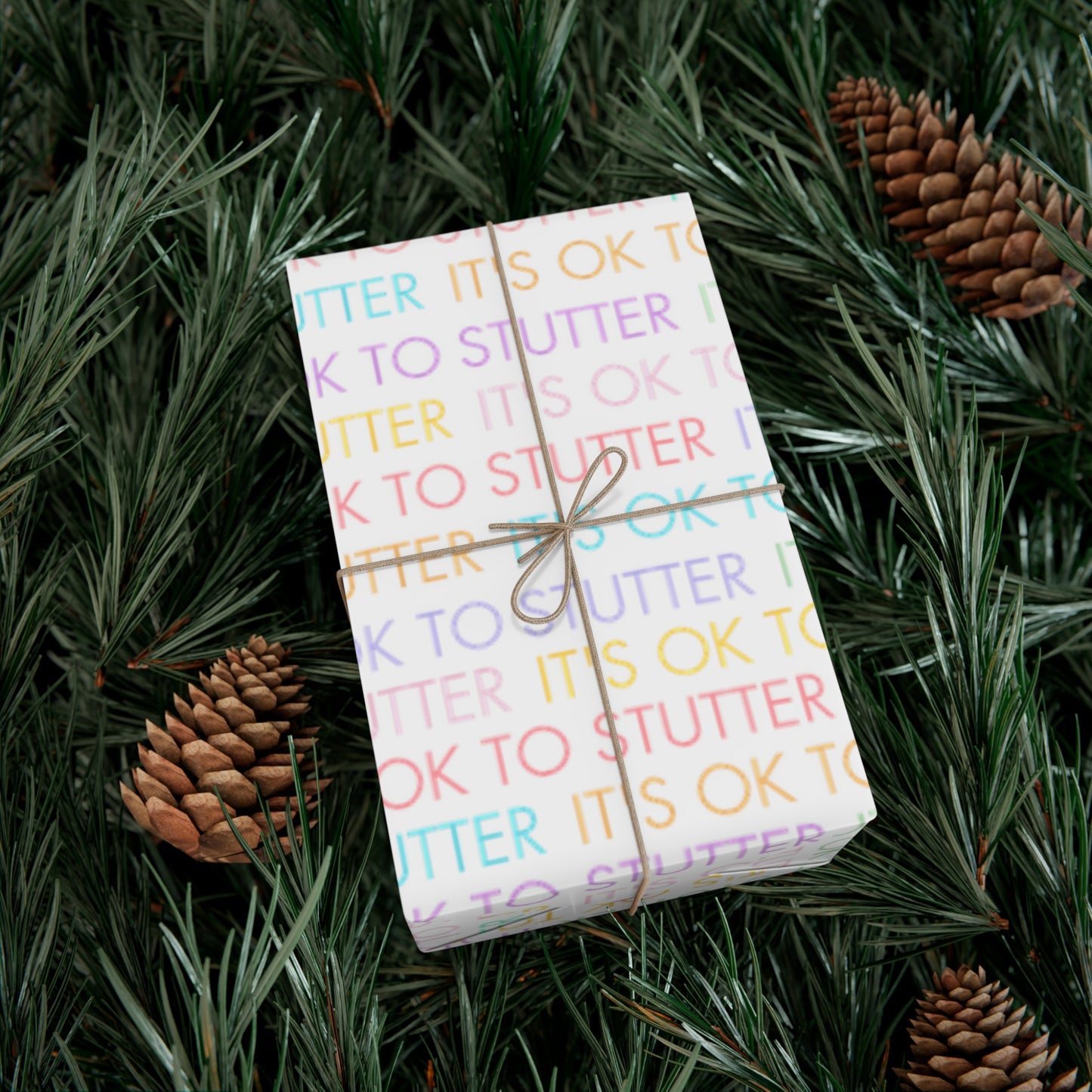 It's OK to Stutter Multicolored Gift Wrap for People Who Stutter - White