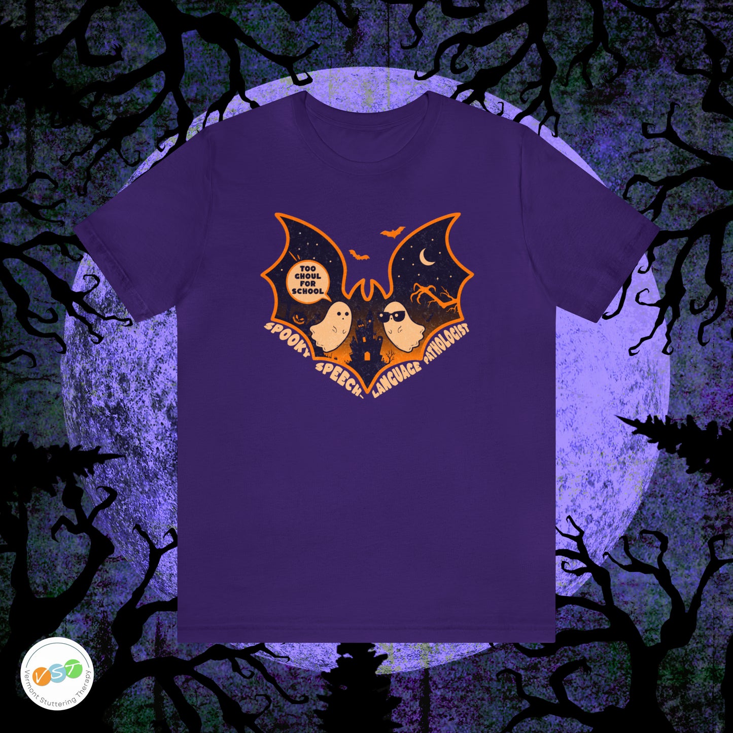 Too Ghoul for School Bat Halloween T-shirt for SLP