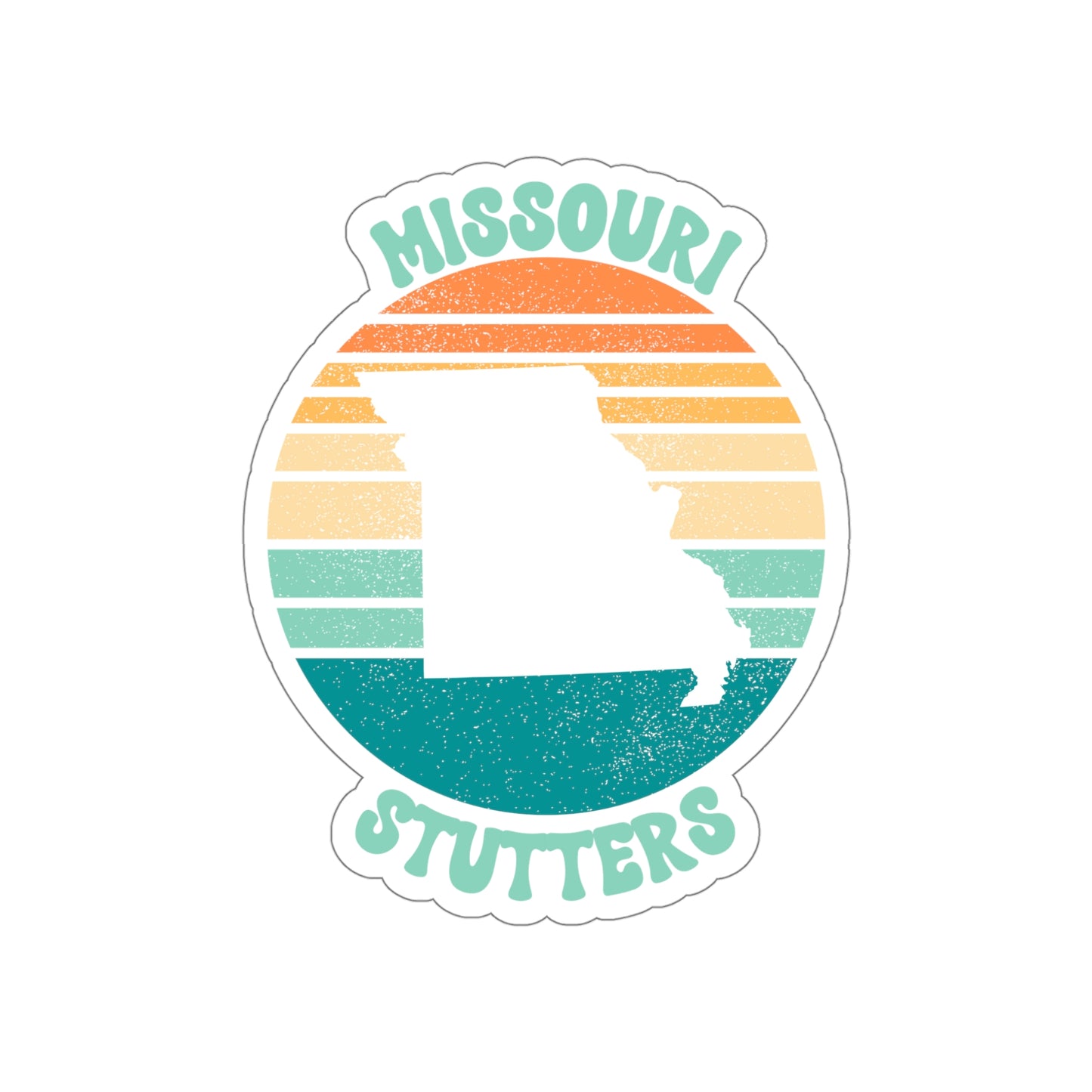 Missouri Stutters Retro Sun Sticker, 3", 4", 5" or 6"