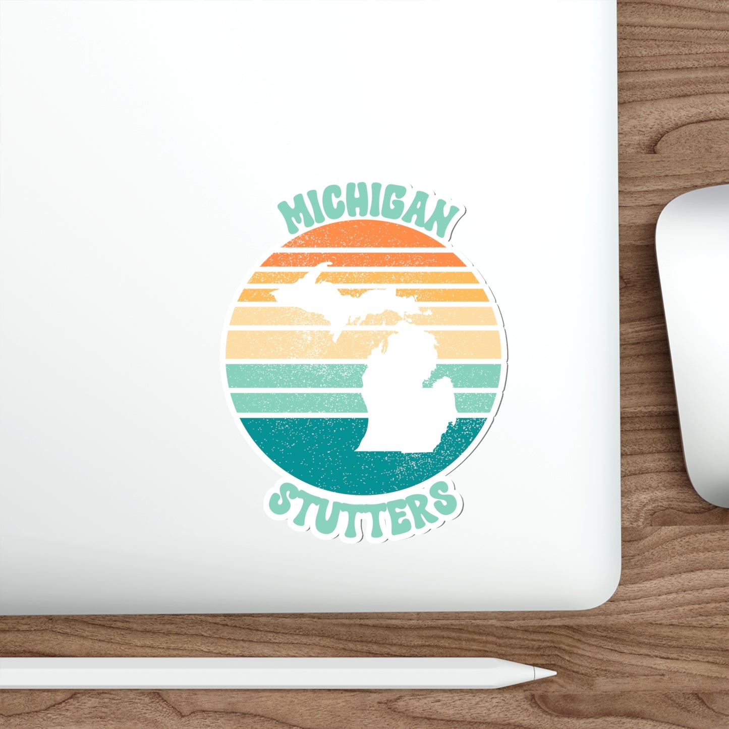 Michigan Stutters Retro Sun Sticker, 3", 4", 5" or 6"