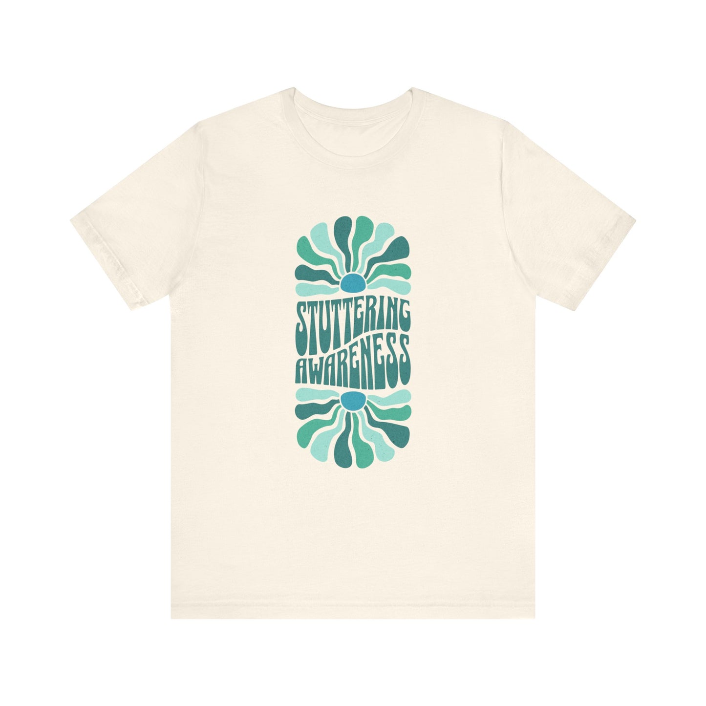 Sea Green Stuttering Awareness Retro Sun Tshirt