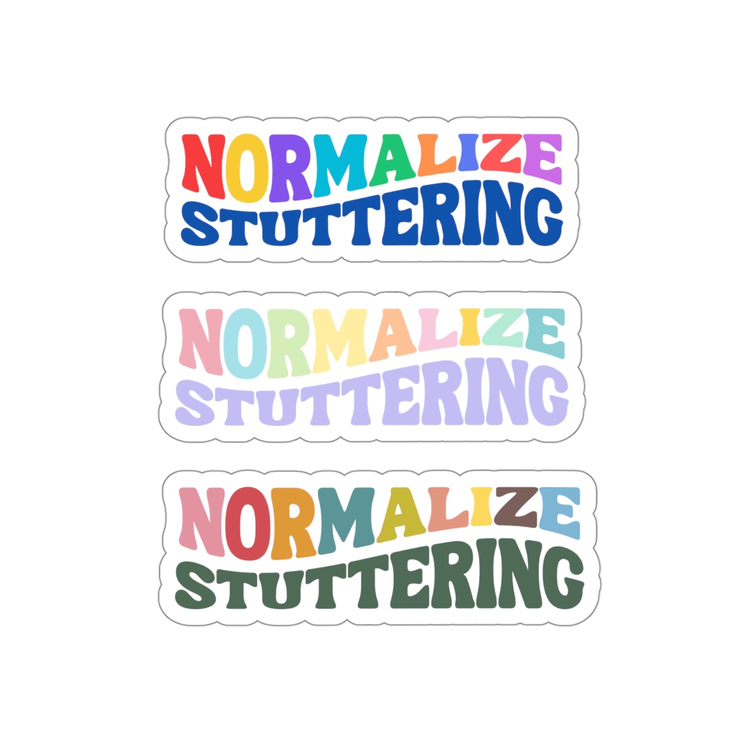 Sheet of 3 Retro Wave Normalize Stuttering Vinyl Stickers, 4", 5" or 6"