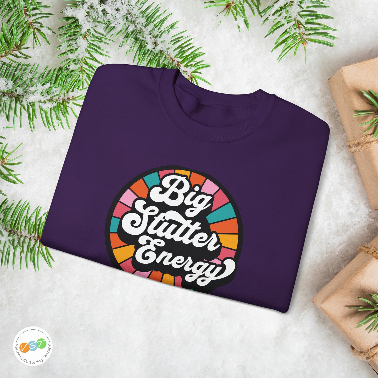 Big Stutter Energy Funny Retro Stuttering Crewneck Sweatshirt