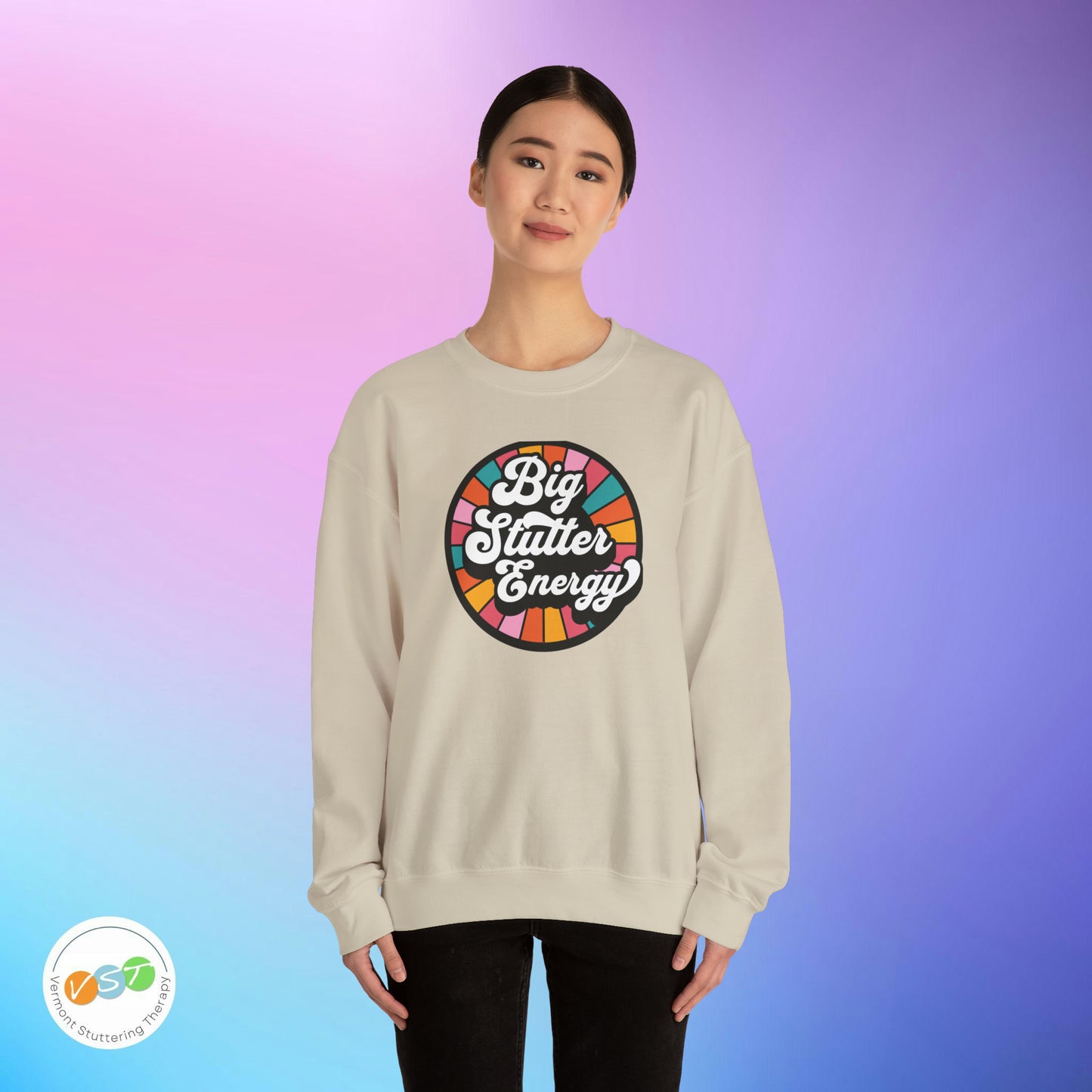 Big Stutter Energy Funny Retro Stuttering Crewneck Sweatshirt