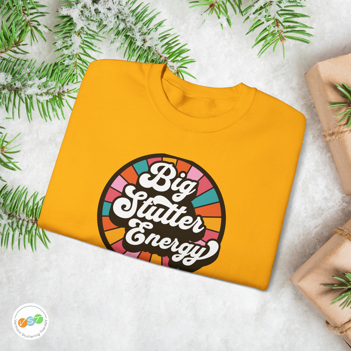 Big Stutter Energy Funny Retro Stuttering Crewneck Sweatshirt