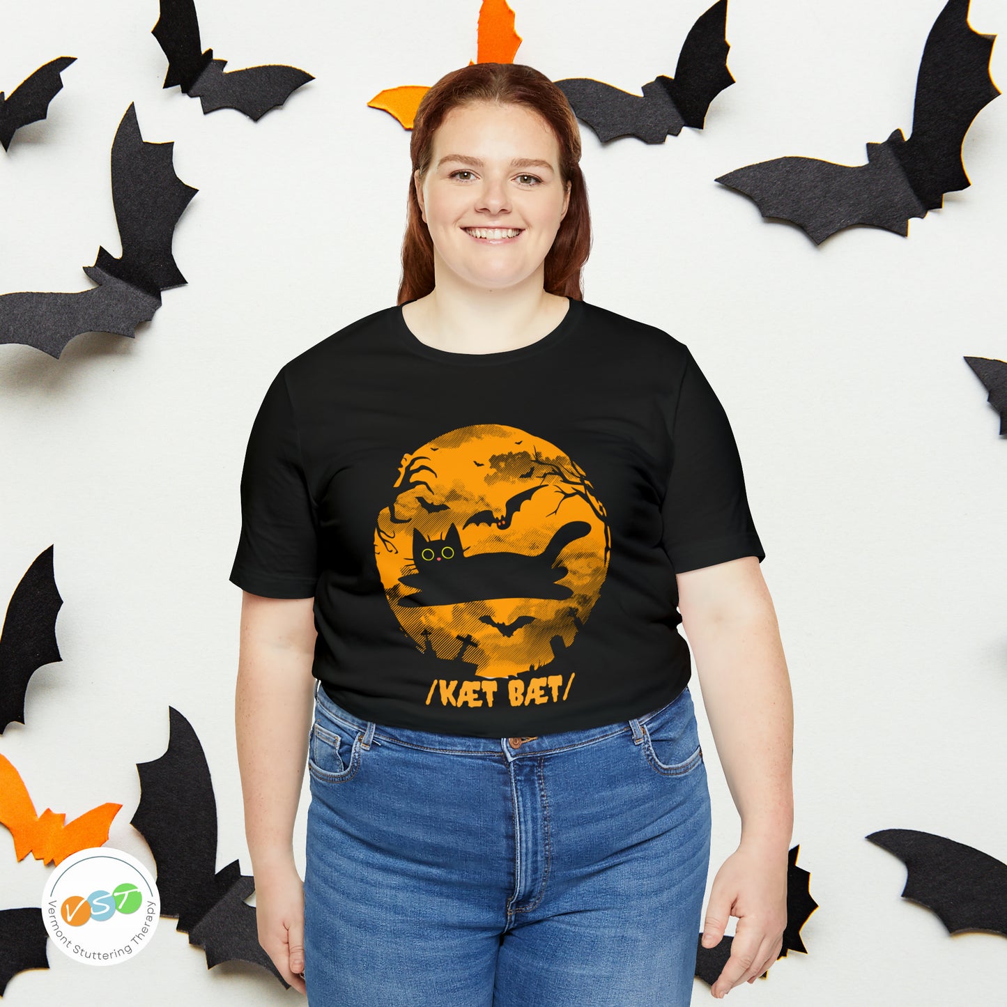 Spooky Phonetic Cat Bat Halloween T-shirt for SLP / SLPA